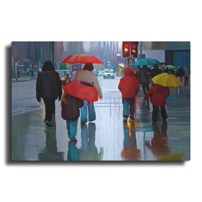 Luxe Metal Art 'Rainy Street' by Ata Alishahi, Metal Wall Art