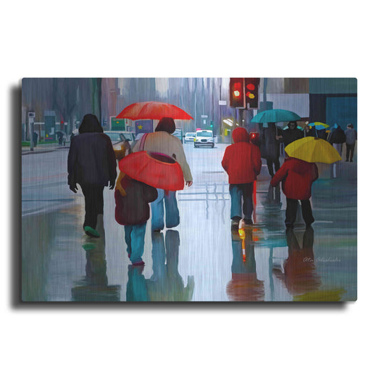 Luxe Metal Art 'Rainy Street' by Ata Alishahi, Metal Wall Art
