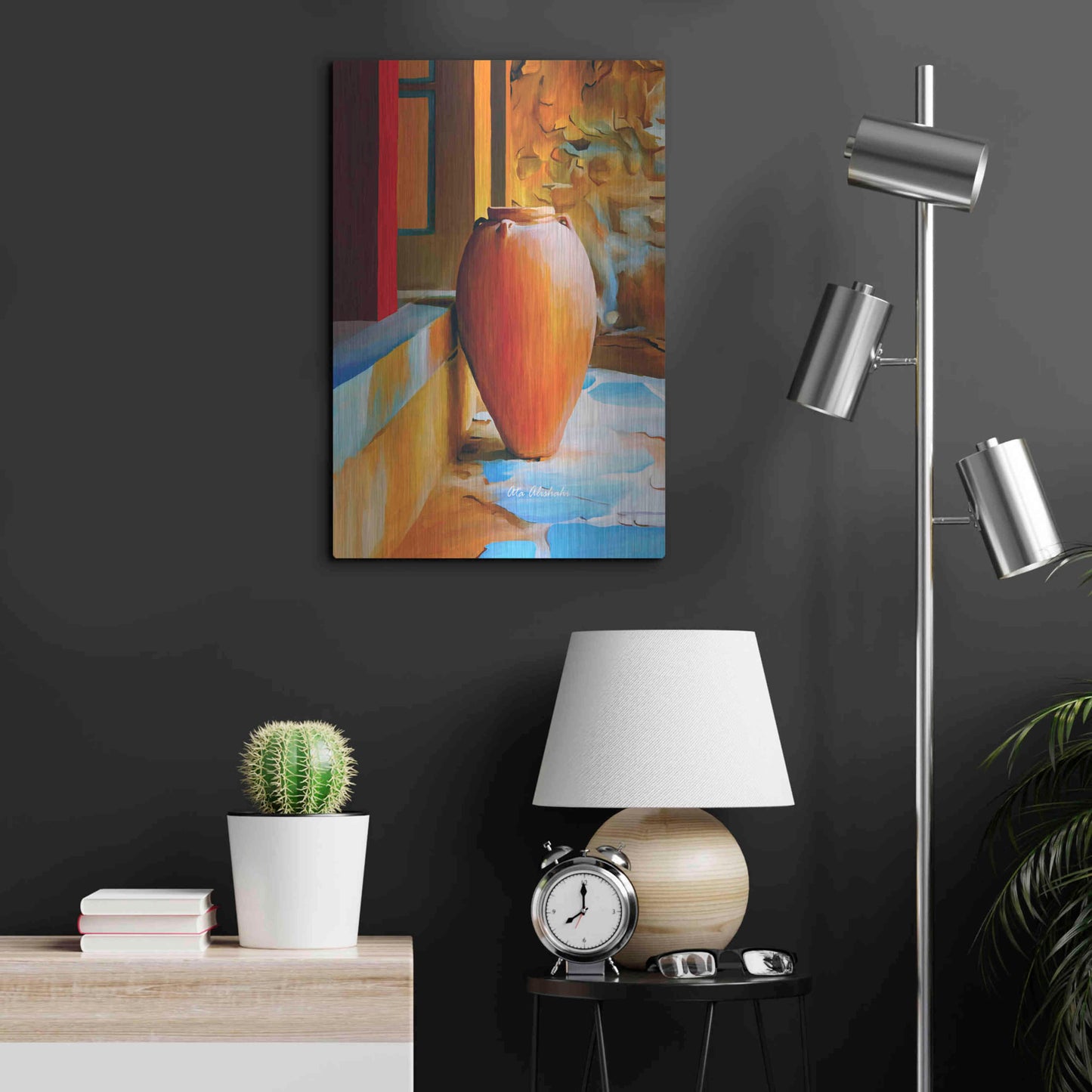 Luxe Metal Art 'Rustic Vase' by Ata Alishahi, Metal Wall Art,16x24