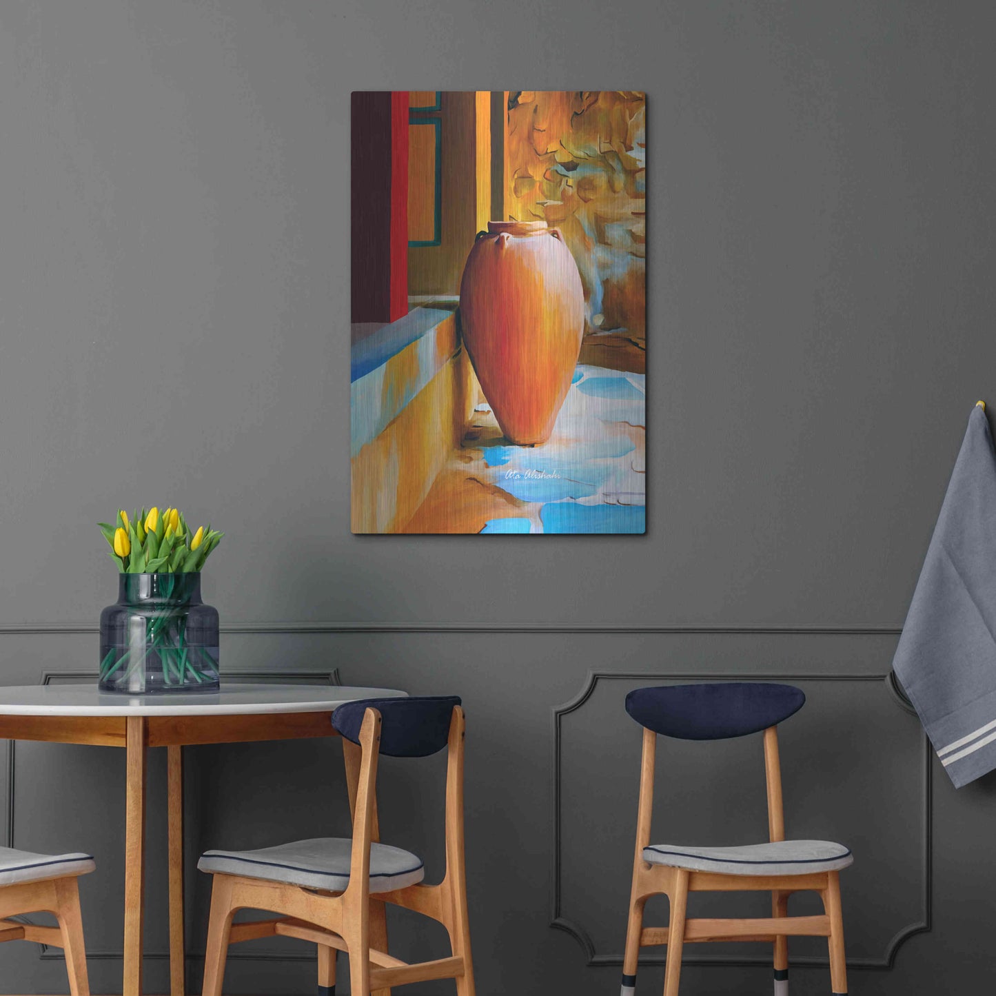 Luxe Metal Art 'Rustic Vase' by Ata Alishahi, Metal Wall Art,24x36