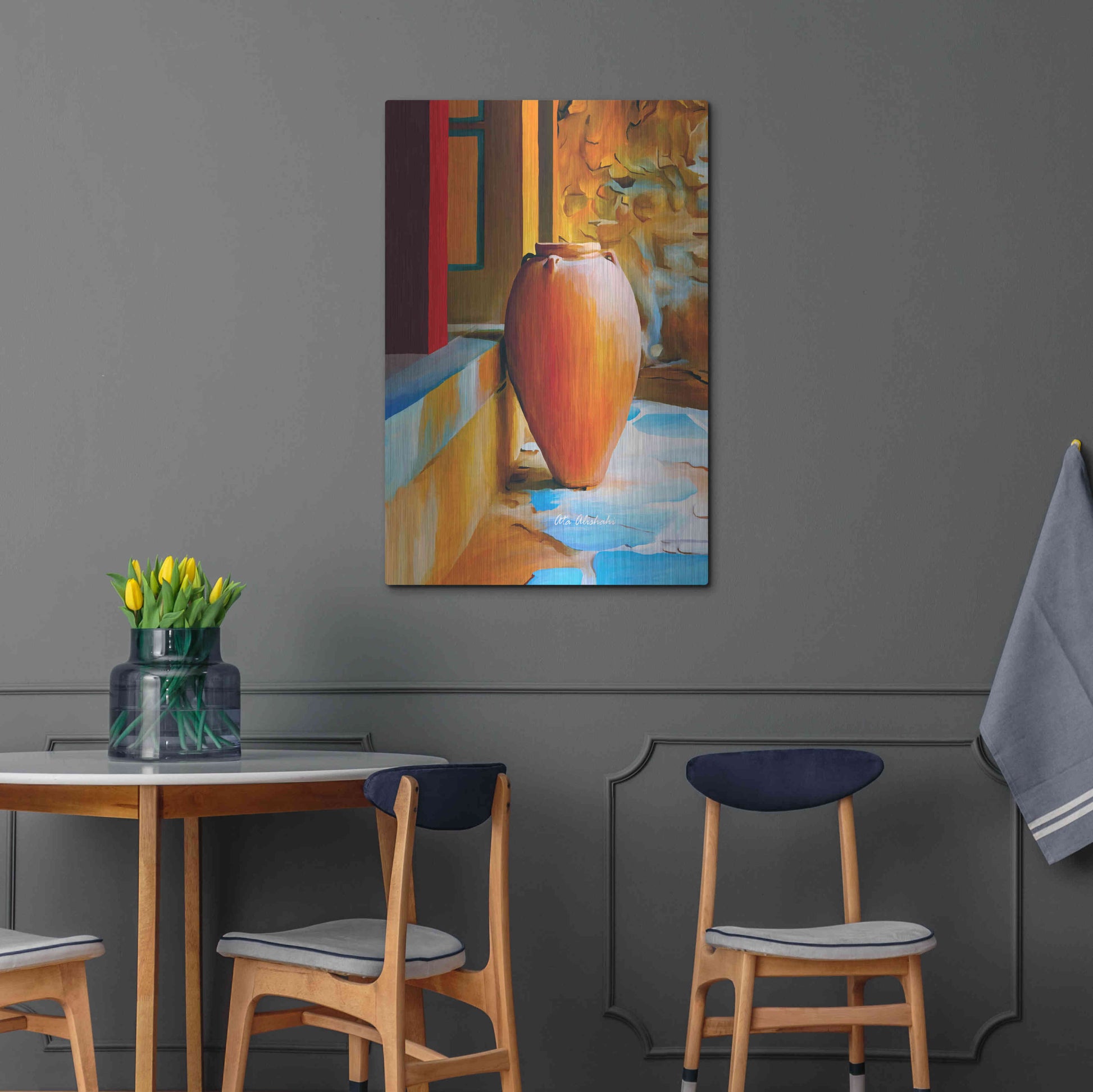 Luxe Metal Art 'Rustic Vase' by Ata Alishahi, Metal Wall Art,24x36