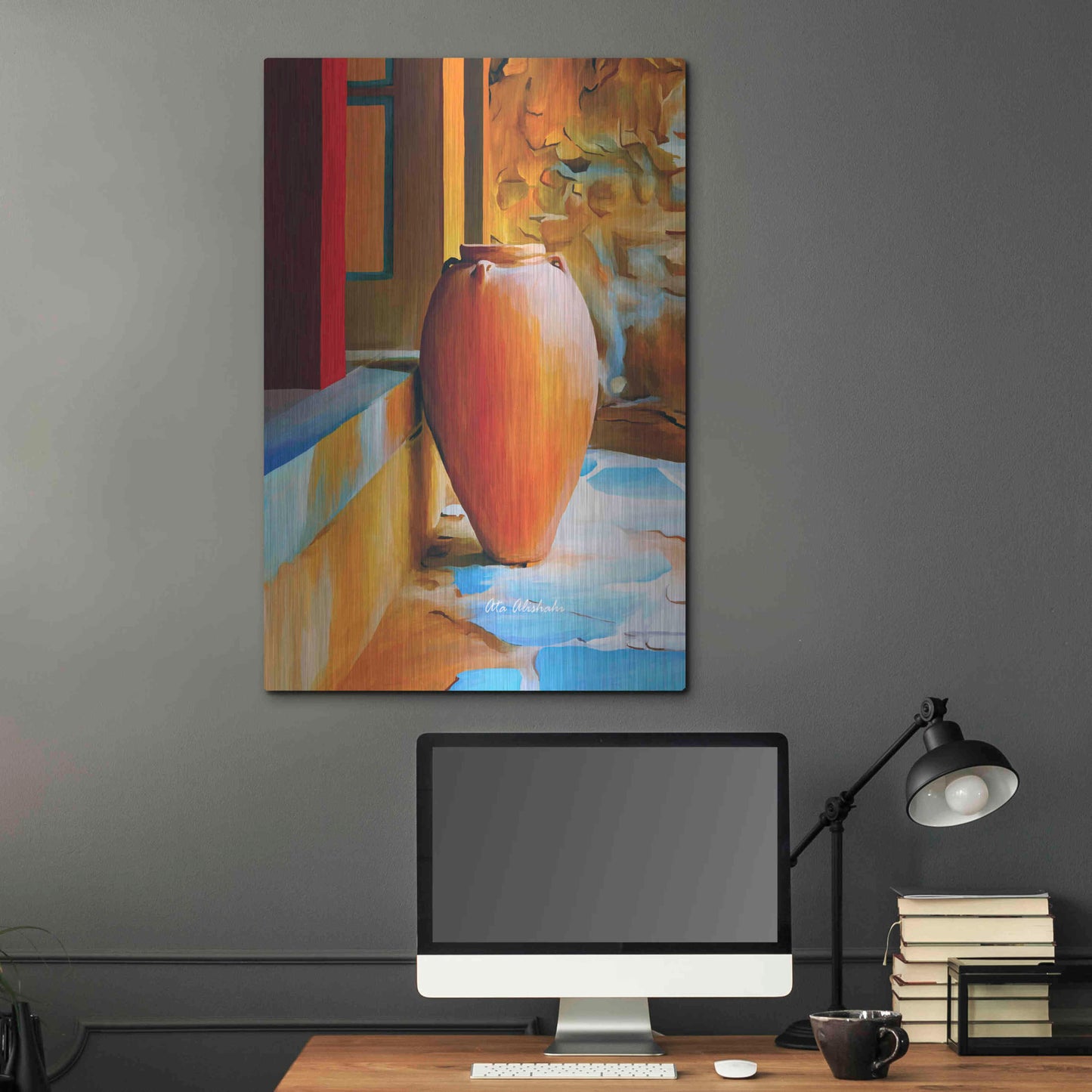 Luxe Metal Art 'Rustic Vase' by Ata Alishahi, Metal Wall Art,24x36