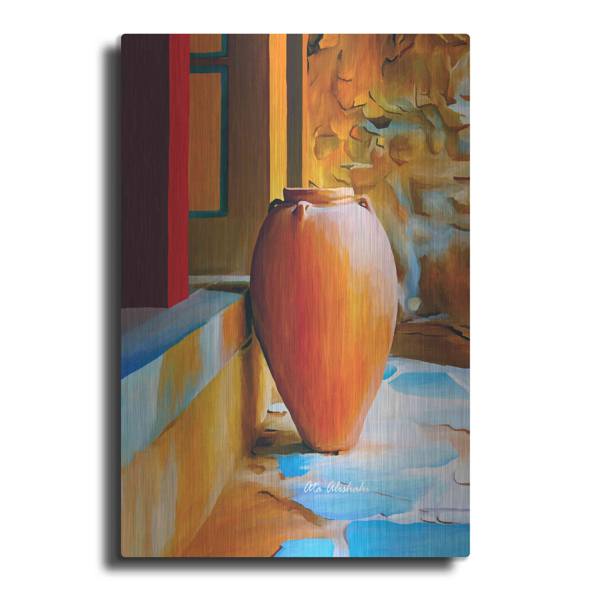 Luxe Metal Art 'Rustic Vase' by Ata Alishahi, Metal Wall Art
