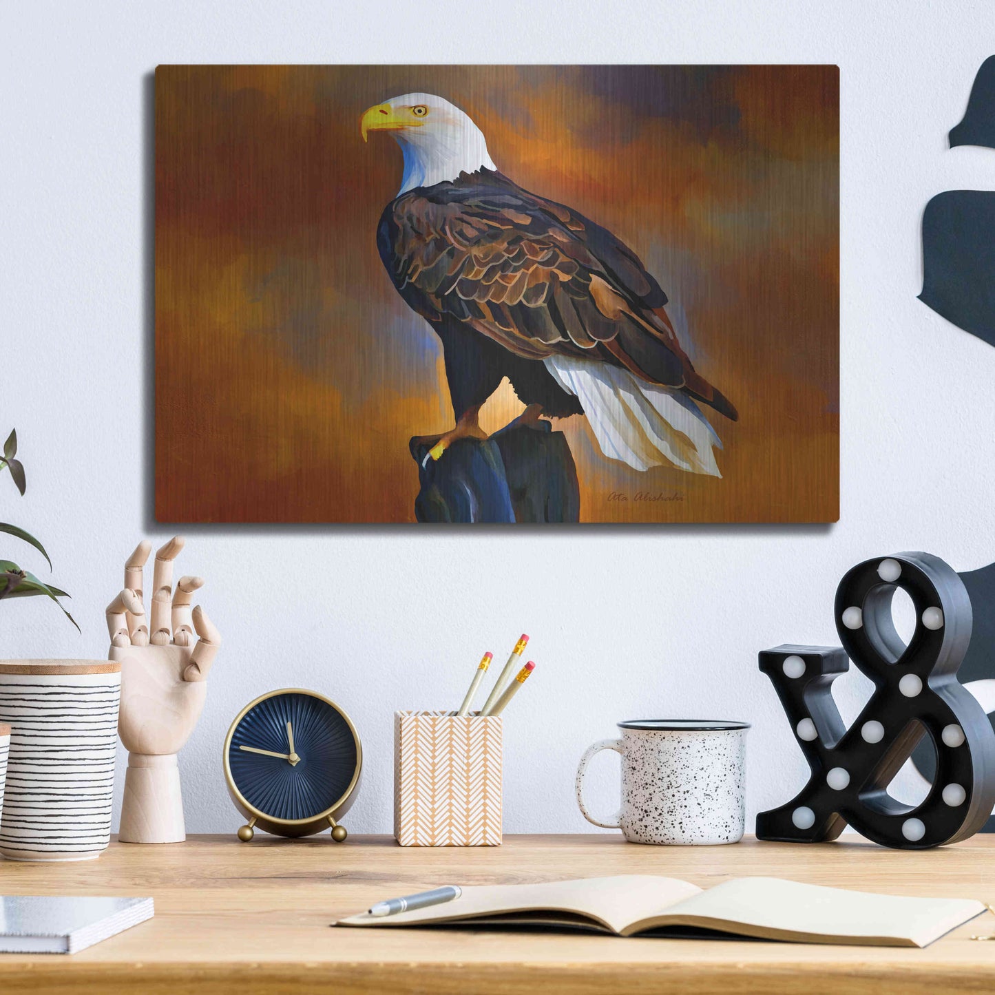 Luxe Metal Art 'The Eagle' by Ata Alishahi, Metal Wall Art,16x12