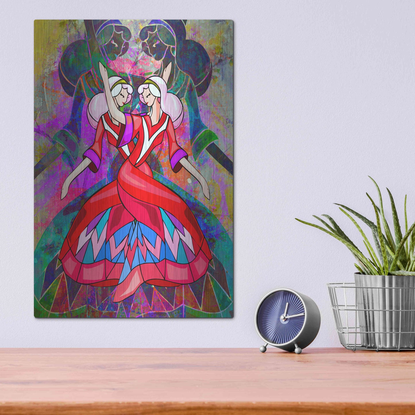 Luxe Metal Art 'Twin Dances' by Ata Alishahi, Metal Wall Art,12x16