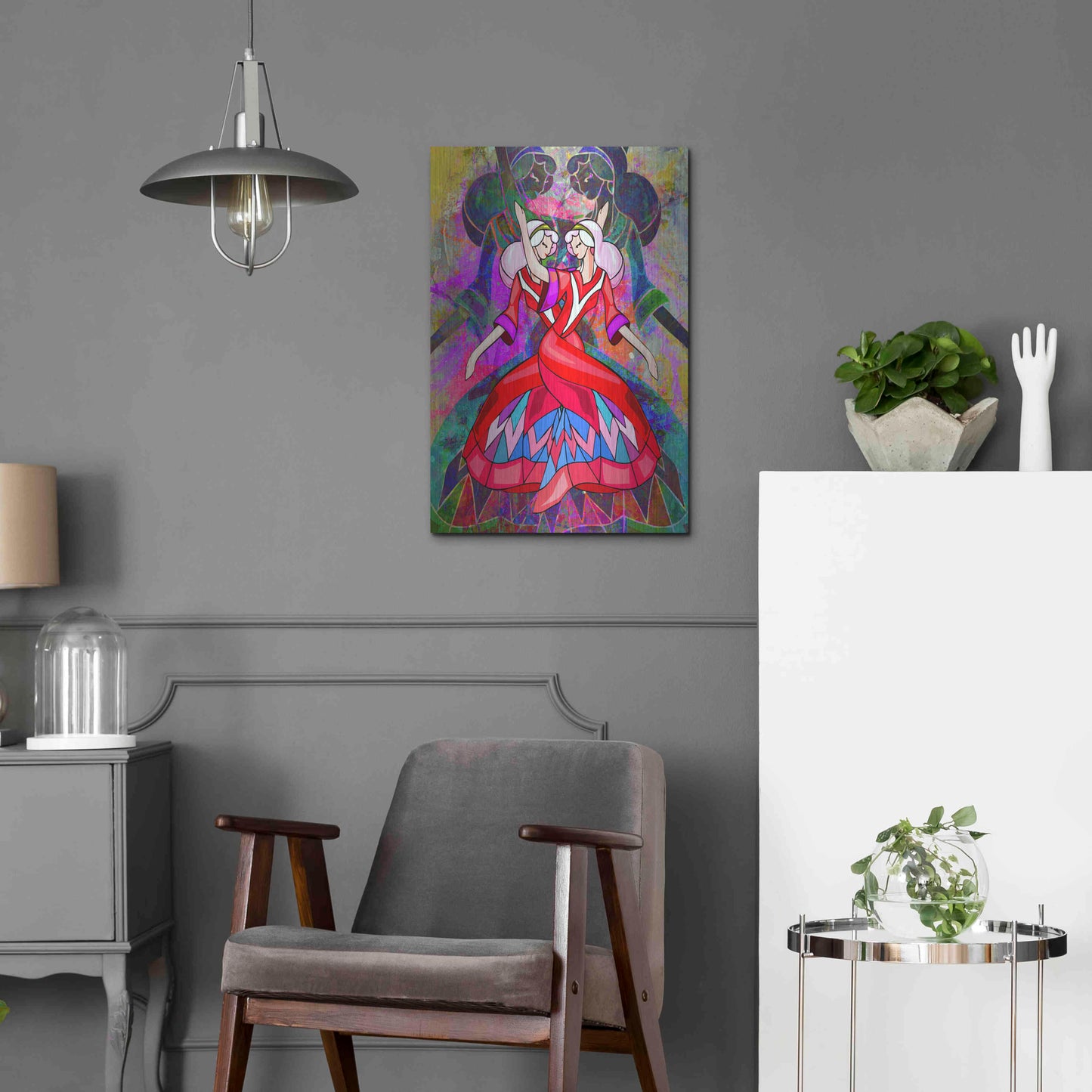 Luxe Metal Art 'Twin Dances' by Ata Alishahi, Metal Wall Art,16x24