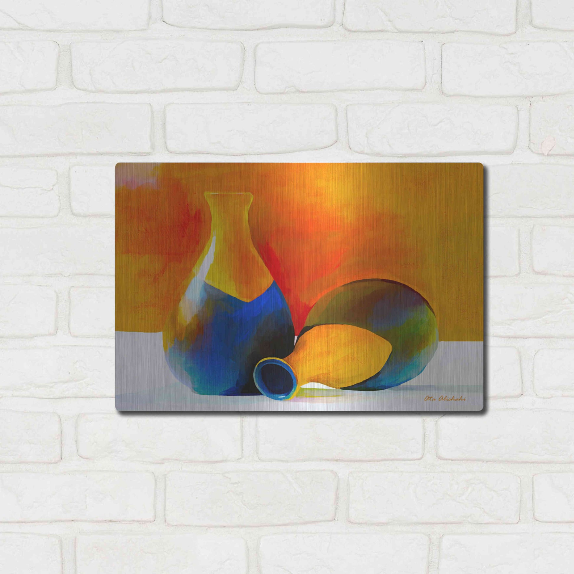 Luxe Metal Art 'Two Vases' by Ata Alishahi, Metal Wall Art,16x12