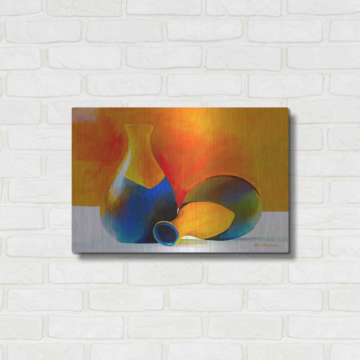 Luxe Metal Art 'Two Vases' by Ata Alishahi, Metal Wall Art,24x16