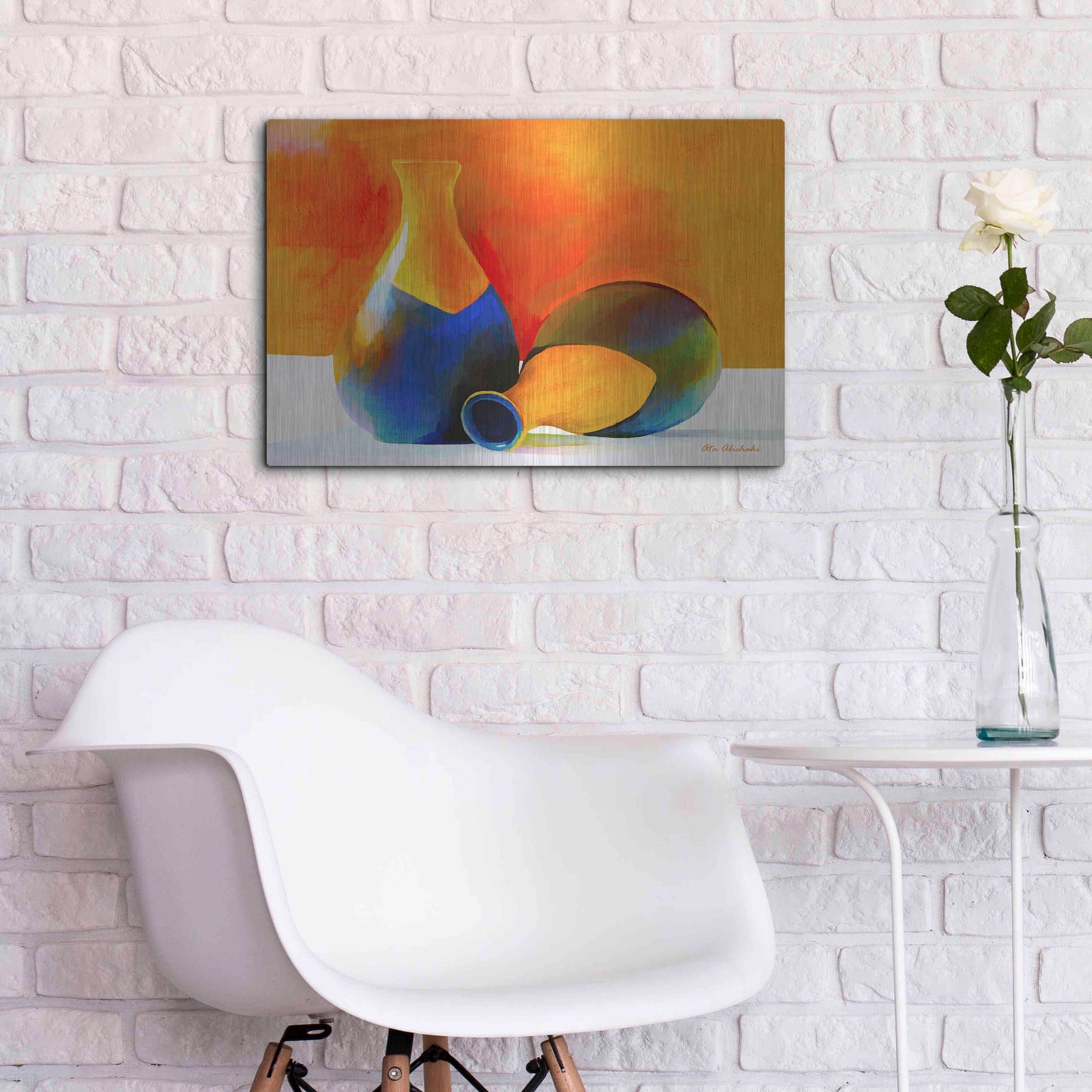 Luxe Metal Art 'Two Vases' by Ata Alishahi, Metal Wall Art,24x16