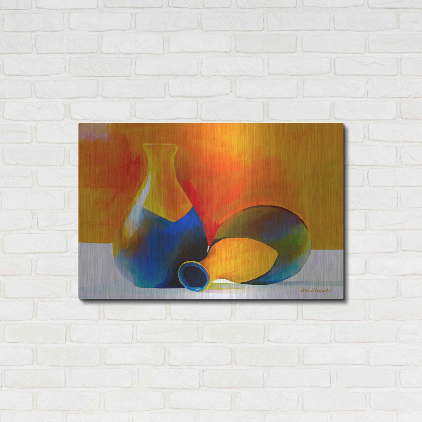 Luxe Metal Art 'Two Vases' by Ata Alishahi, Metal Wall Art,36x24