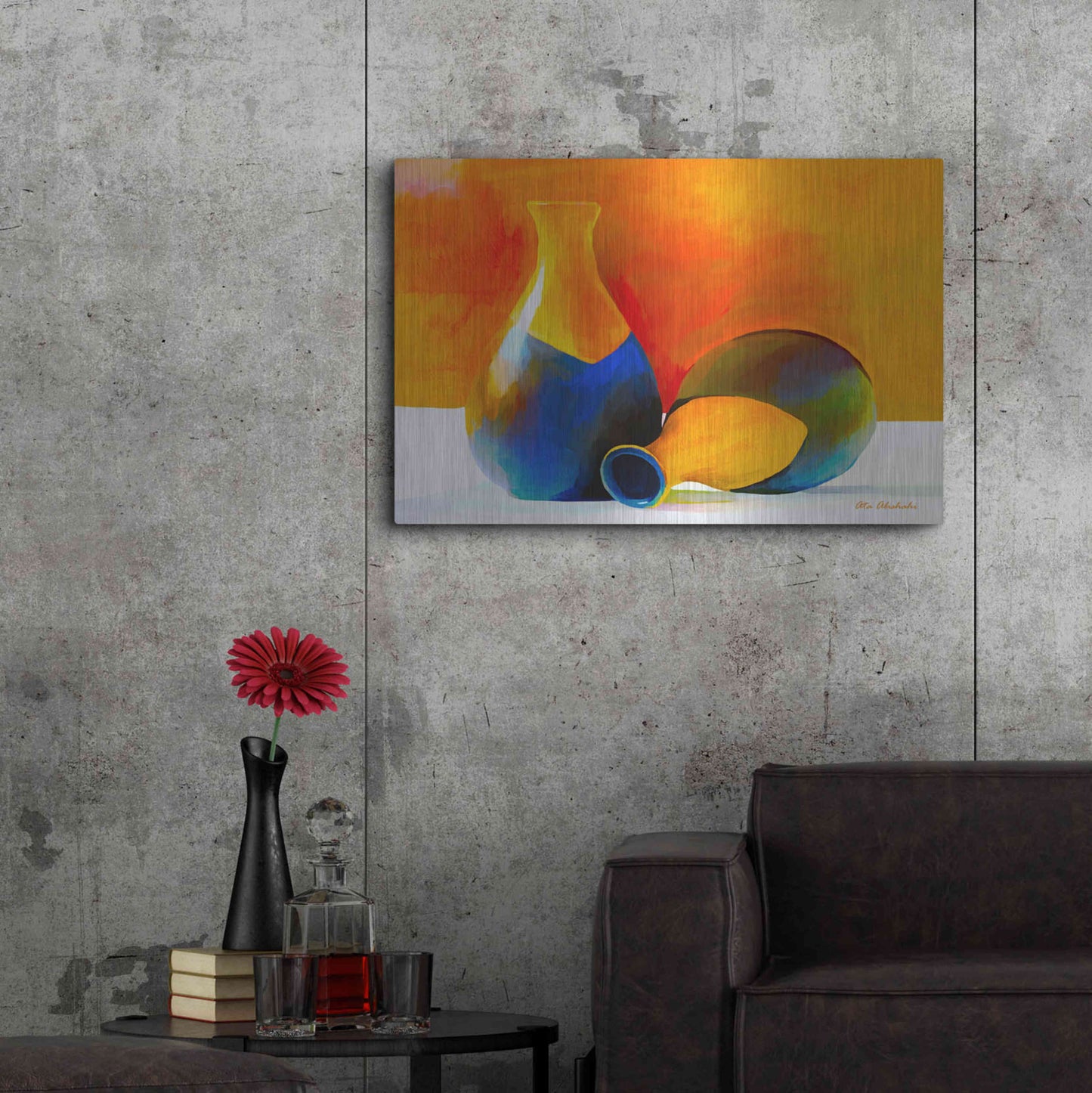 Luxe Metal Art 'Two Vases' by Ata Alishahi, Metal Wall Art,36x24