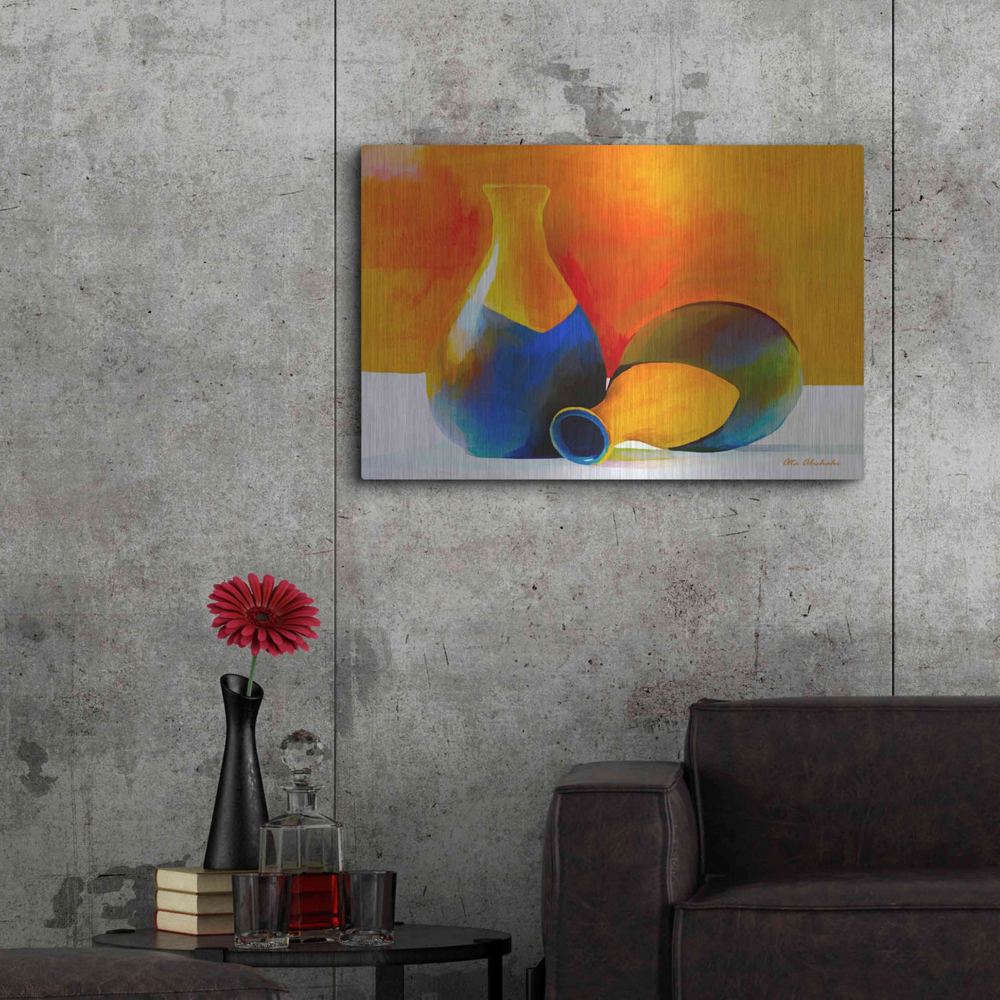 Luxe Metal Art 'Two Vases' by Ata Alishahi, Metal Wall Art,36x24
