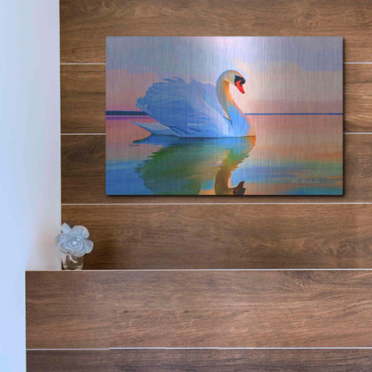 Luxe Metal Art 'White Swan' by Ata Alishahi, Metal Wall Art,16x12