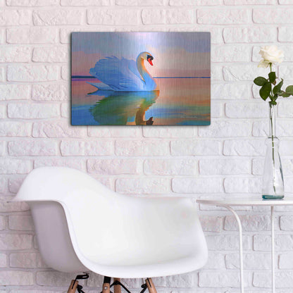 Luxe Metal Art 'White Swan' by Ata Alishahi, Metal Wall Art,24x16
