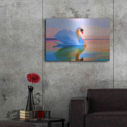 Luxe Metal Art 'White Swan' by Ata Alishahi, Metal Wall Art,36x24