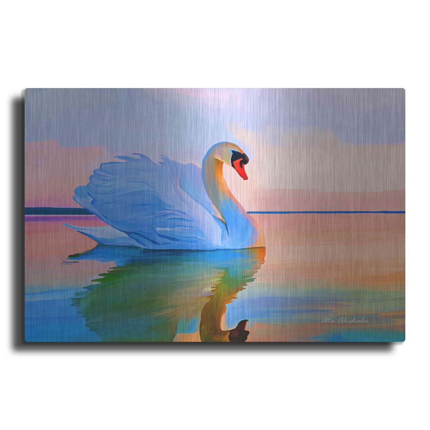 Luxe Metal Art 'White Swan' by Ata Alishahi, Metal Wall Art