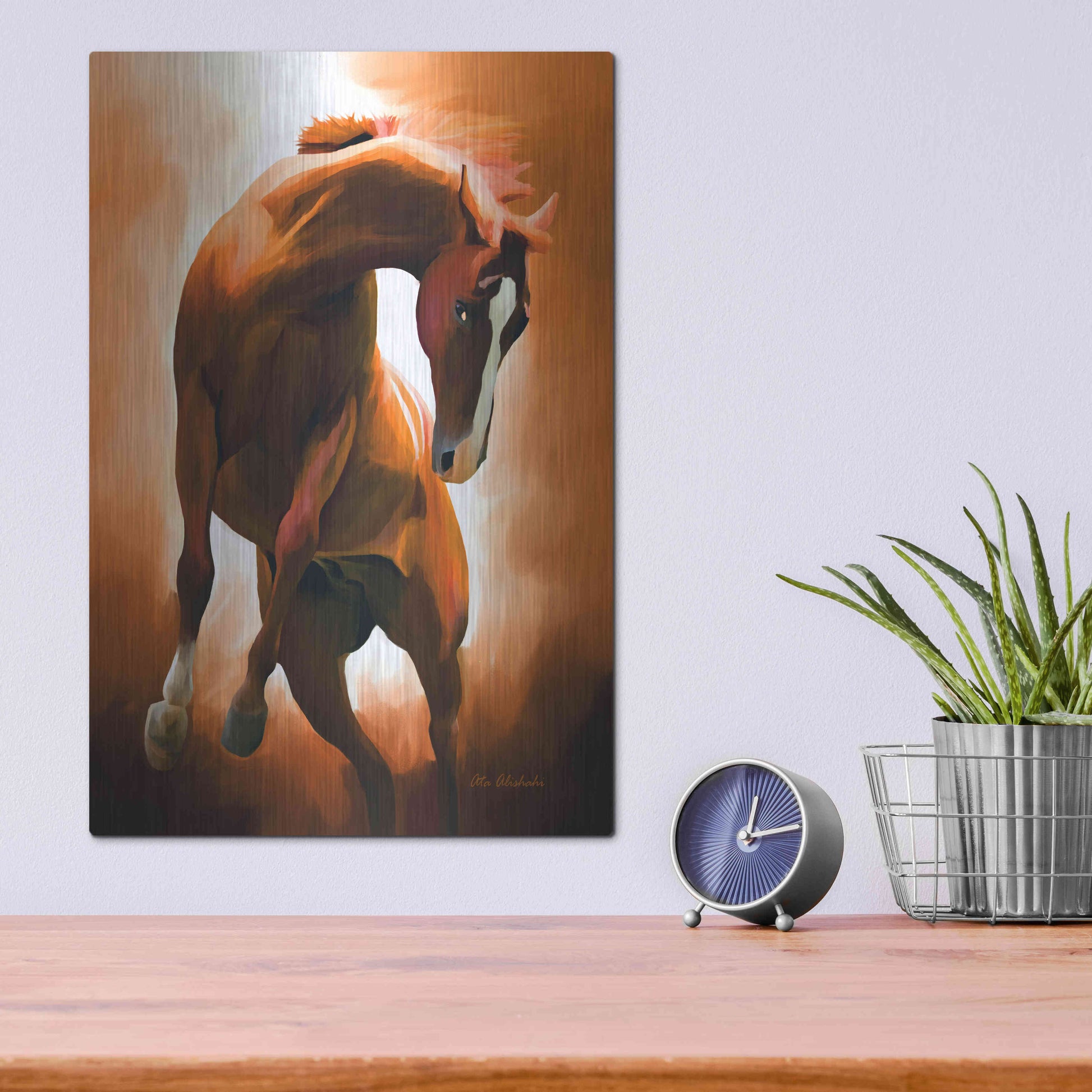 Luxe Metal Art 'Wild Horse' by Ata Alishahi, Metal Wall Art,12x16