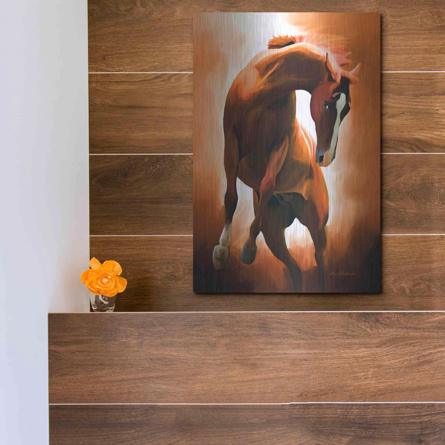 Luxe Metal Art 'Wild Horse' by Ata Alishahi, Metal Wall Art,12x16