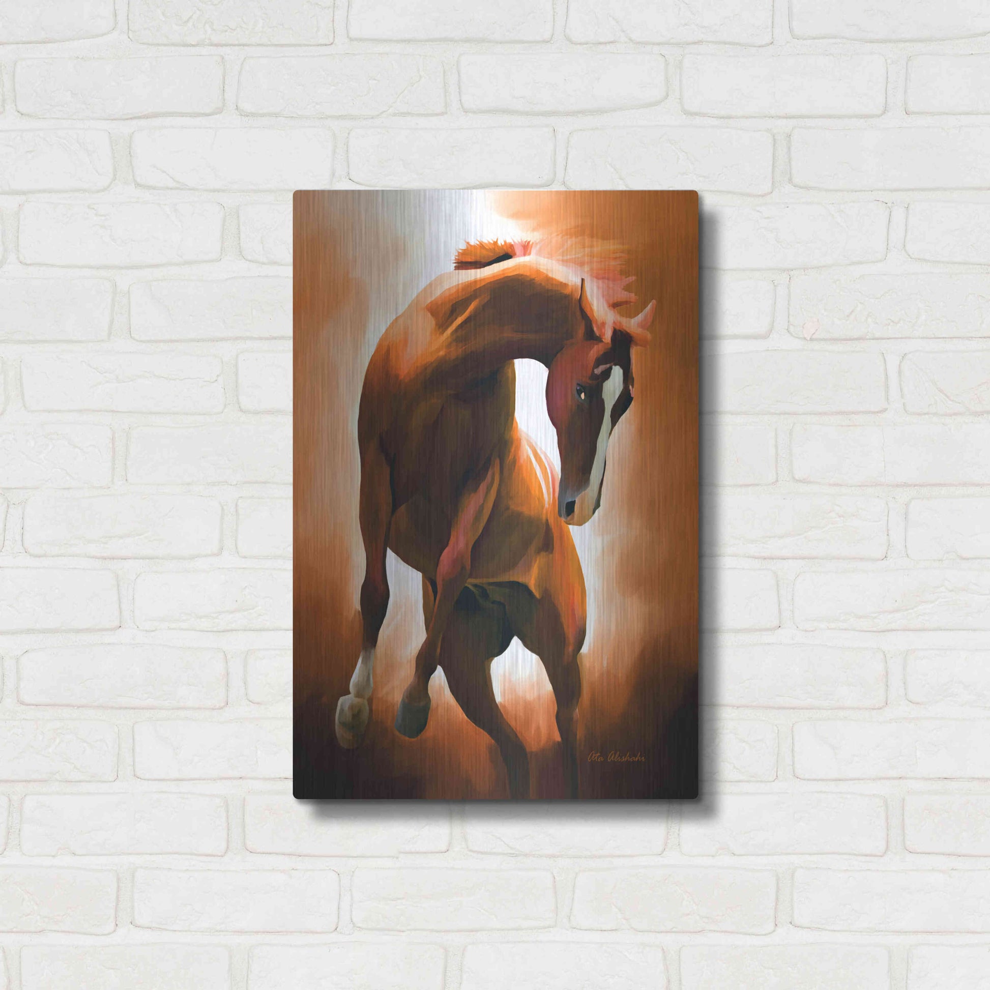 Luxe Metal Art 'Wild Horse' by Ata Alishahi, Metal Wall Art,16x24