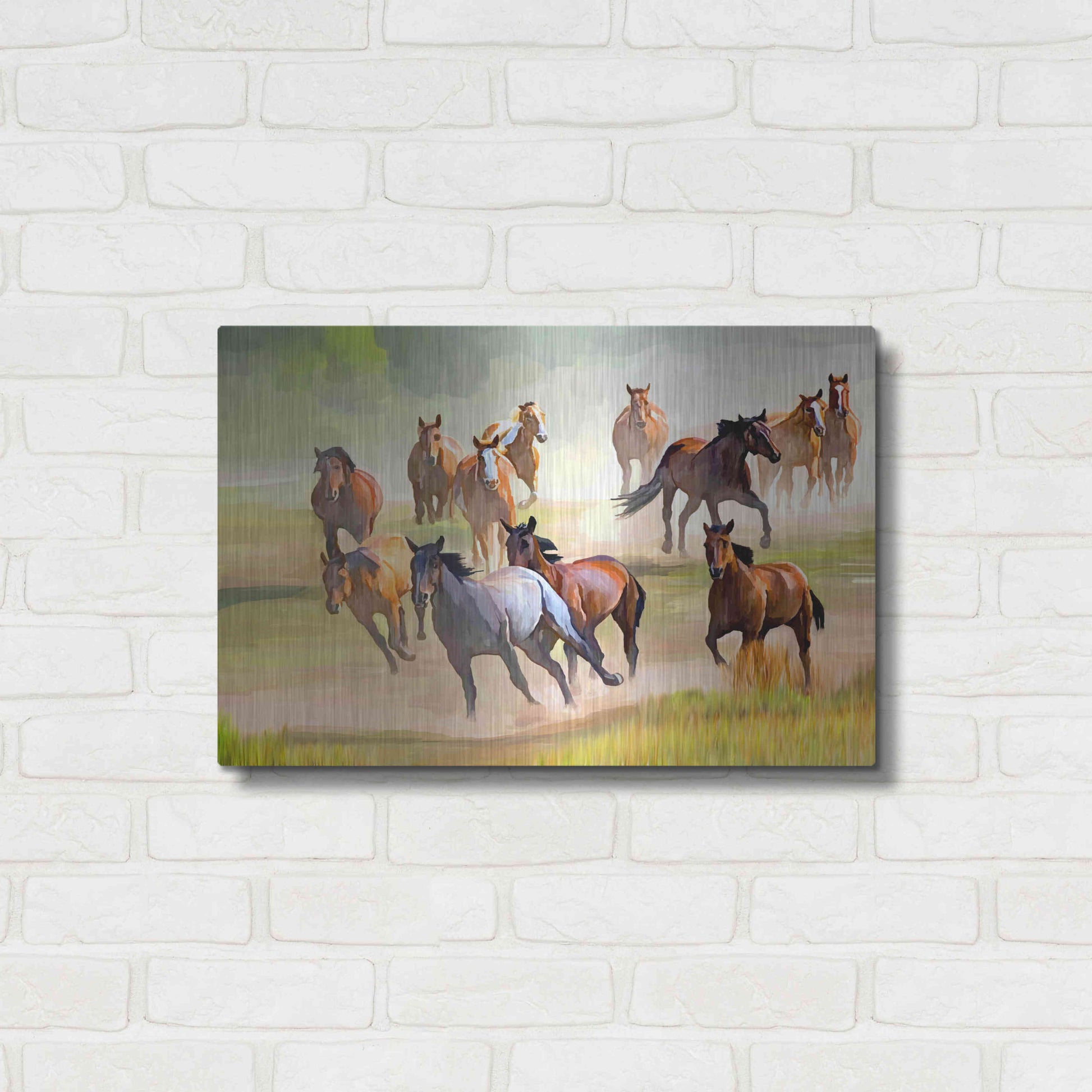 Luxe Metal Art 'Wild Horses Running' by Ata Alishahi, Metal Wall Art,24x16