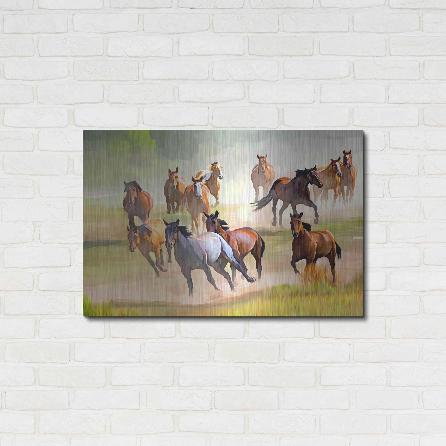 Luxe Metal Art 'Wild Horses Running' by Ata Alishahi, Metal Wall Art,36x24