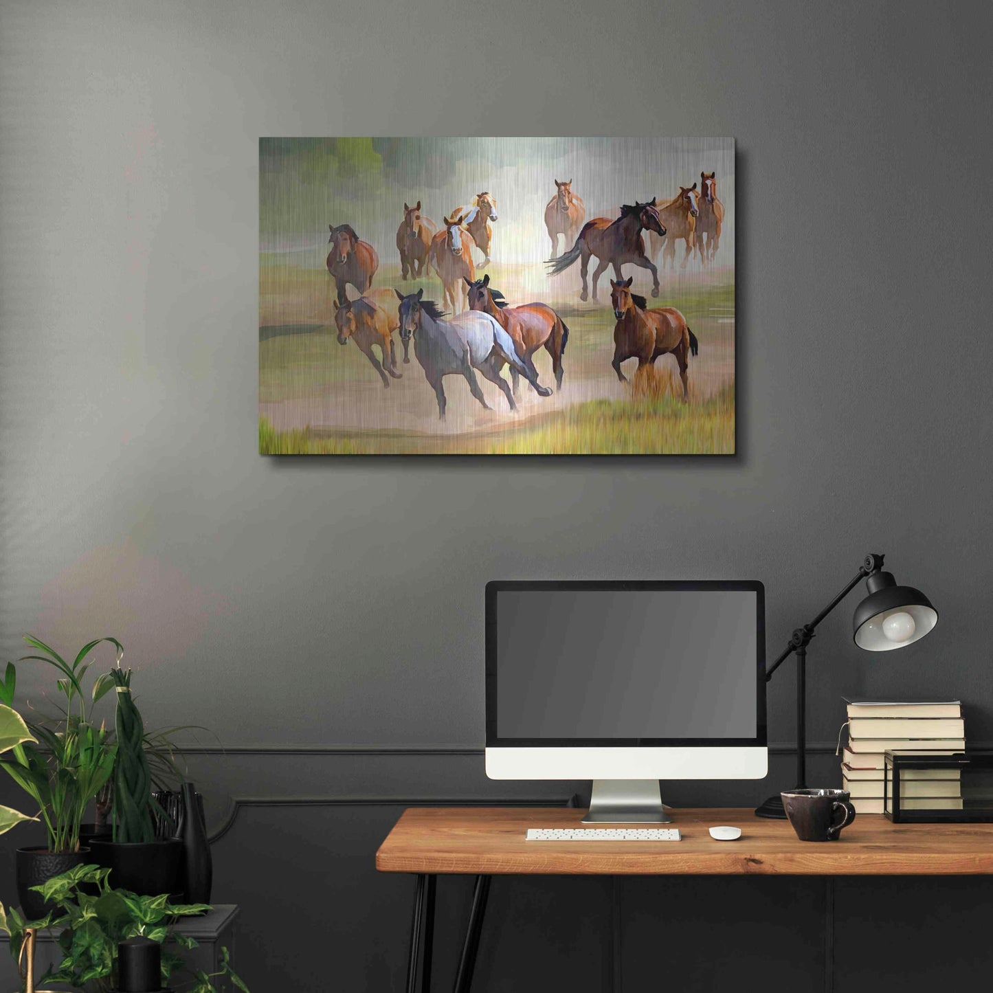 Luxe Metal Art 'Wild Horses Running' by Ata Alishahi, Metal Wall Art,36x24