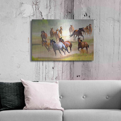 Luxe Metal Art 'Wild Horses Running' by Ata Alishahi, Metal Wall Art,36x24