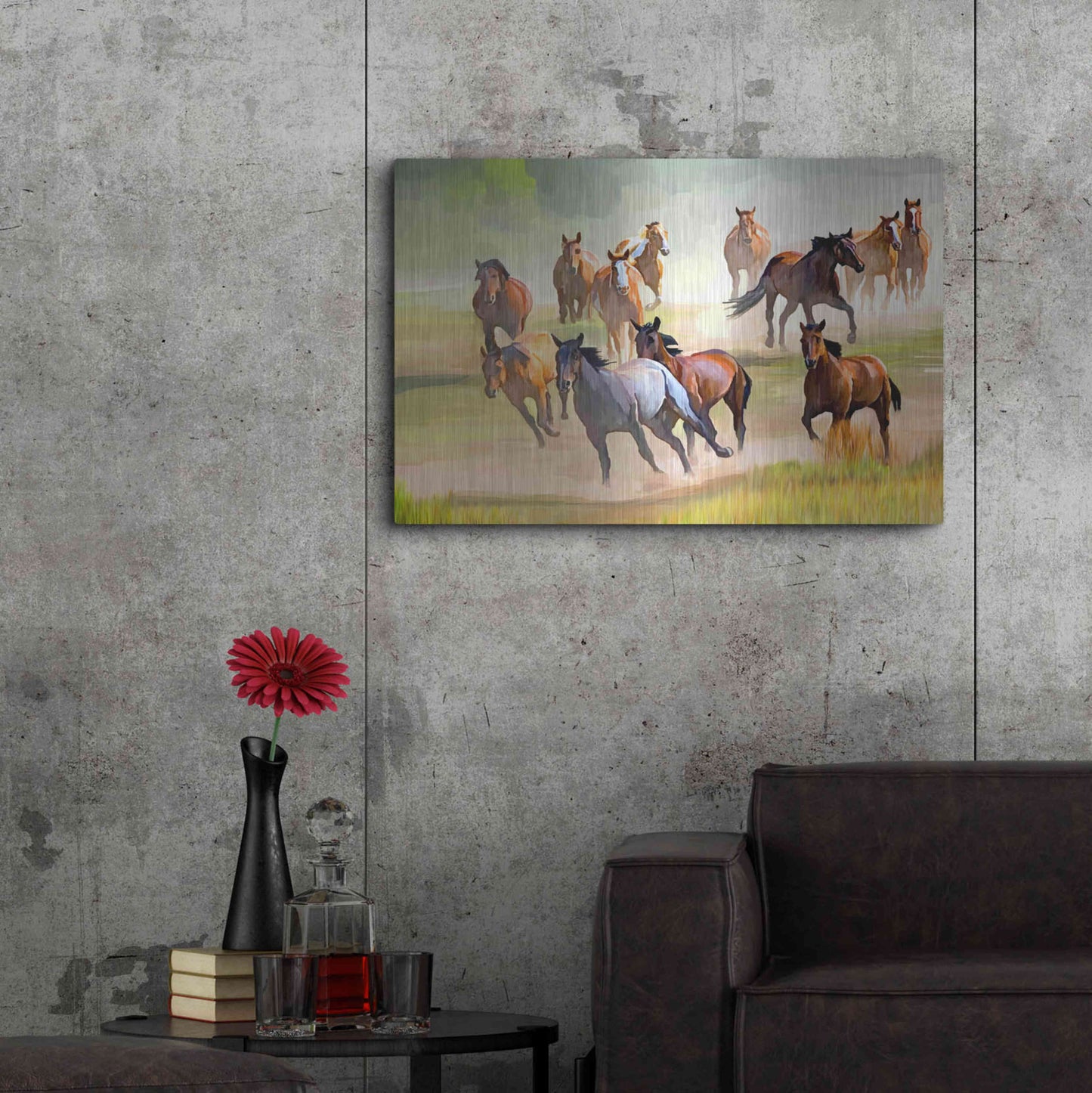 Luxe Metal Art 'Wild Horses Running' by Ata Alishahi, Metal Wall Art,36x24