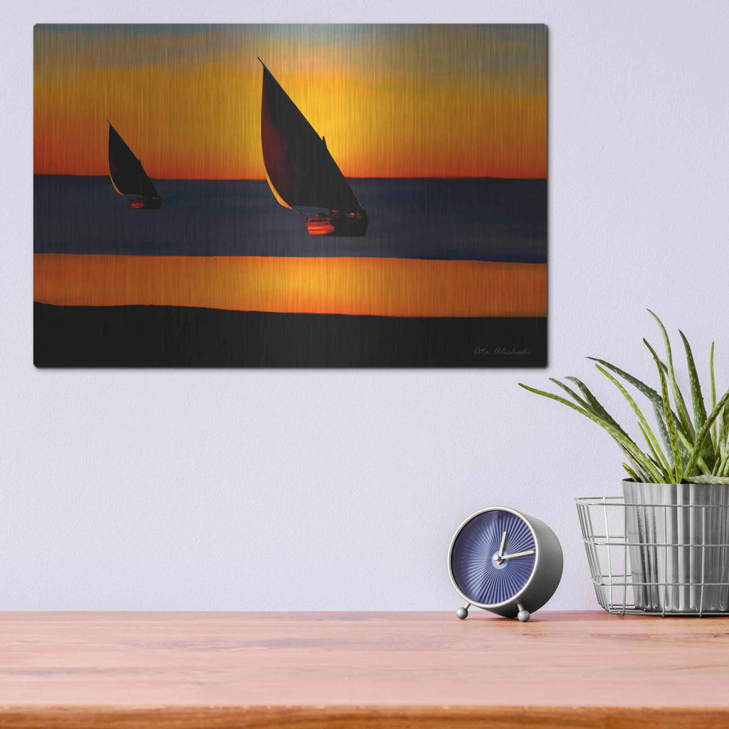 Luxe Metal Art 'Sunset' by Ata Alishahi, Metal Wall Art,16x12