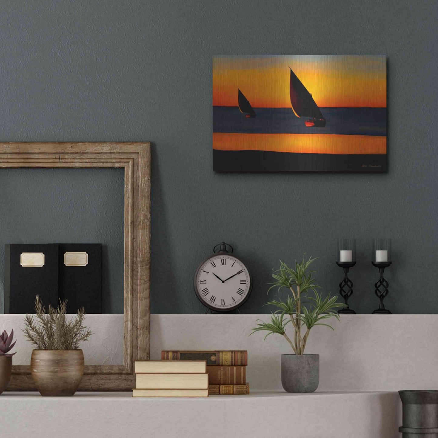 Luxe Metal Art 'Sunset' by Ata Alishahi, Metal Wall Art,16x12