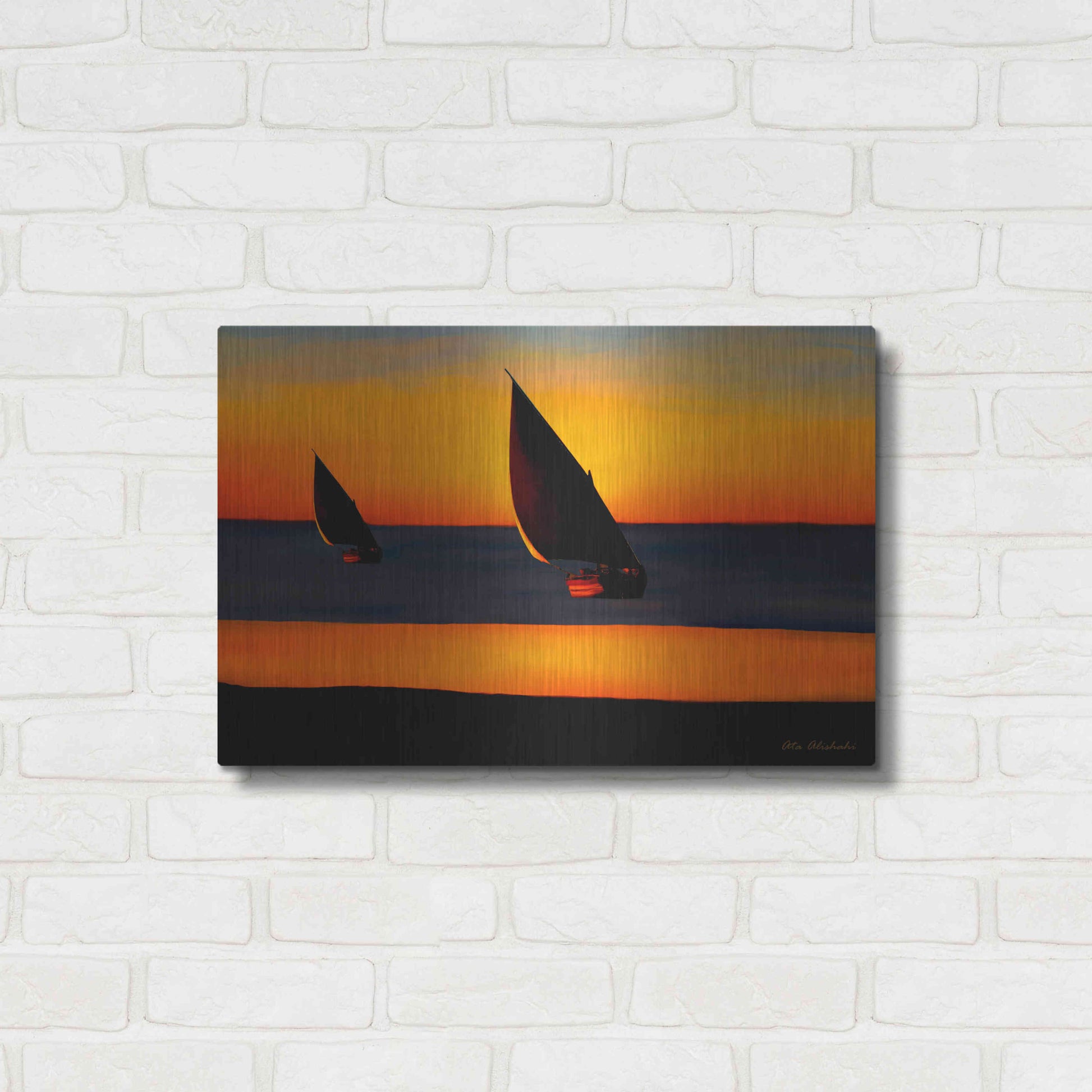 Luxe Metal Art 'Sunset' by Ata Alishahi, Metal Wall Art,24x16