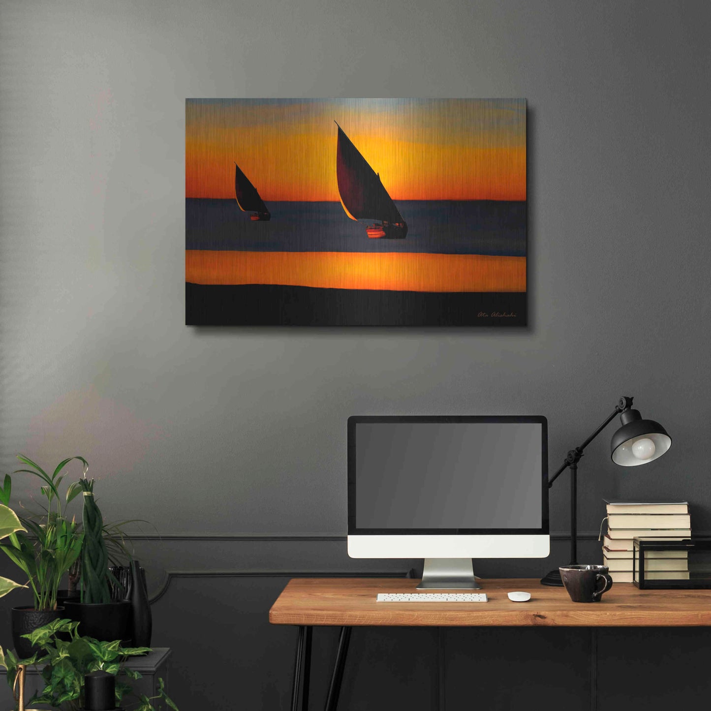 Luxe Metal Art 'Sunset' by Ata Alishahi, Metal Wall Art,36x24