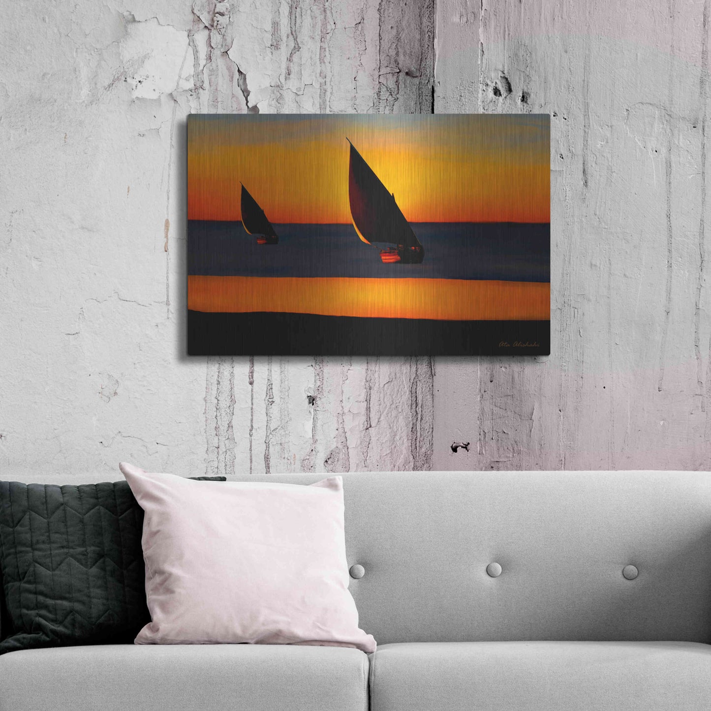 Luxe Metal Art 'Sunset' by Ata Alishahi, Metal Wall Art,36x24