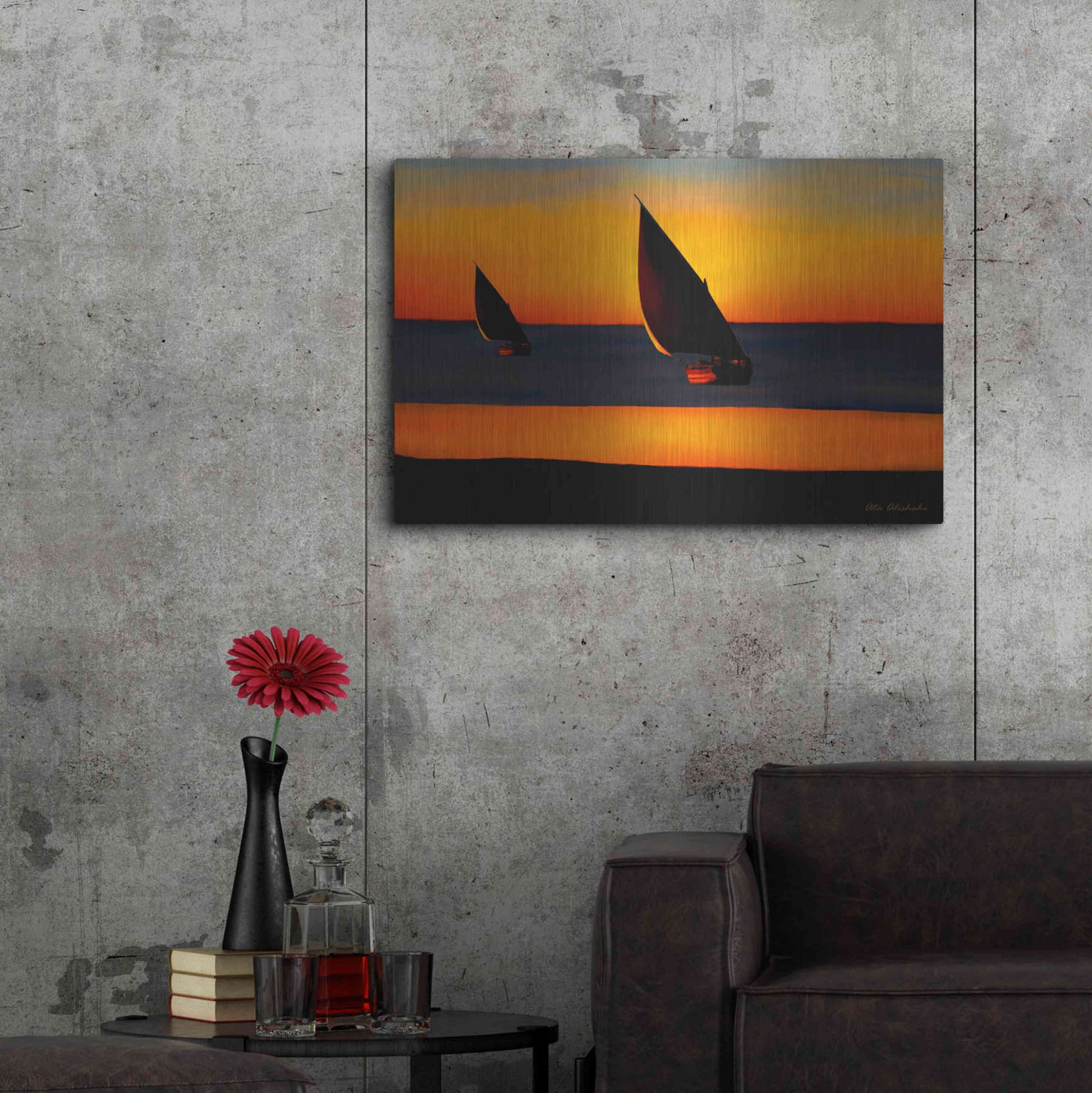 Luxe Metal Art 'Sunset' by Ata Alishahi, Metal Wall Art,36x24