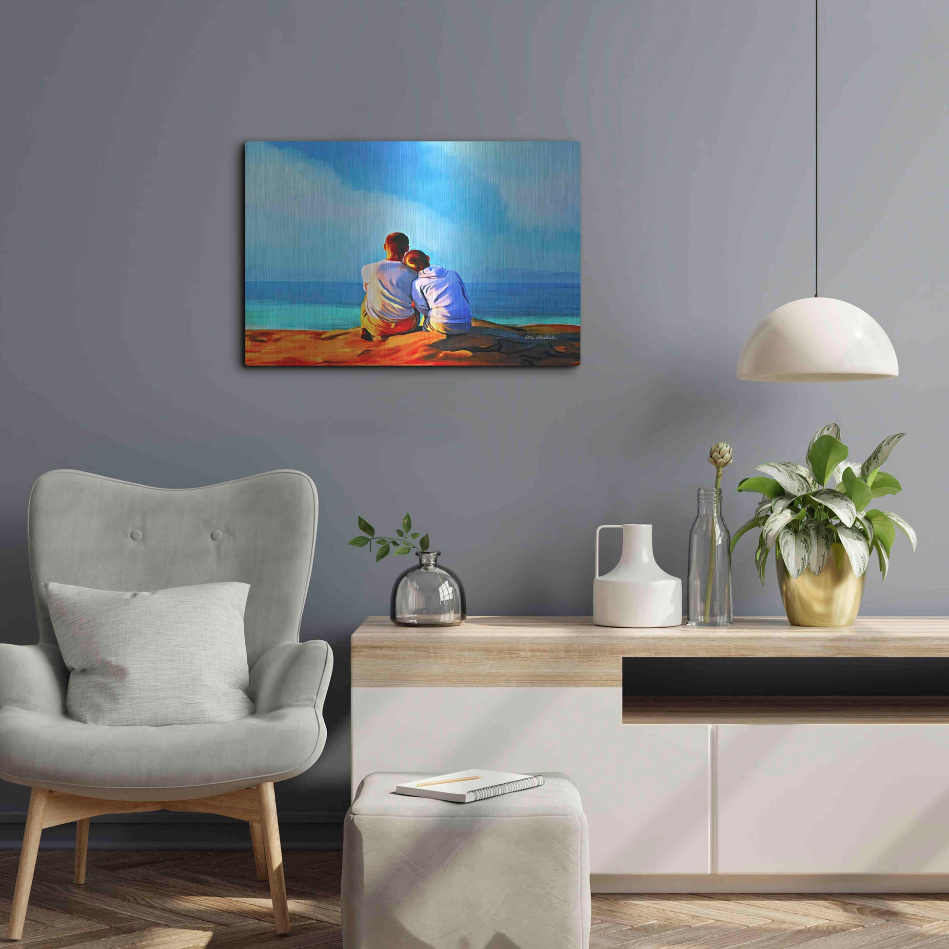 Luxe Metal Art 'A Day With You' by Ata Alishahi, Metal Wall Art,24x16