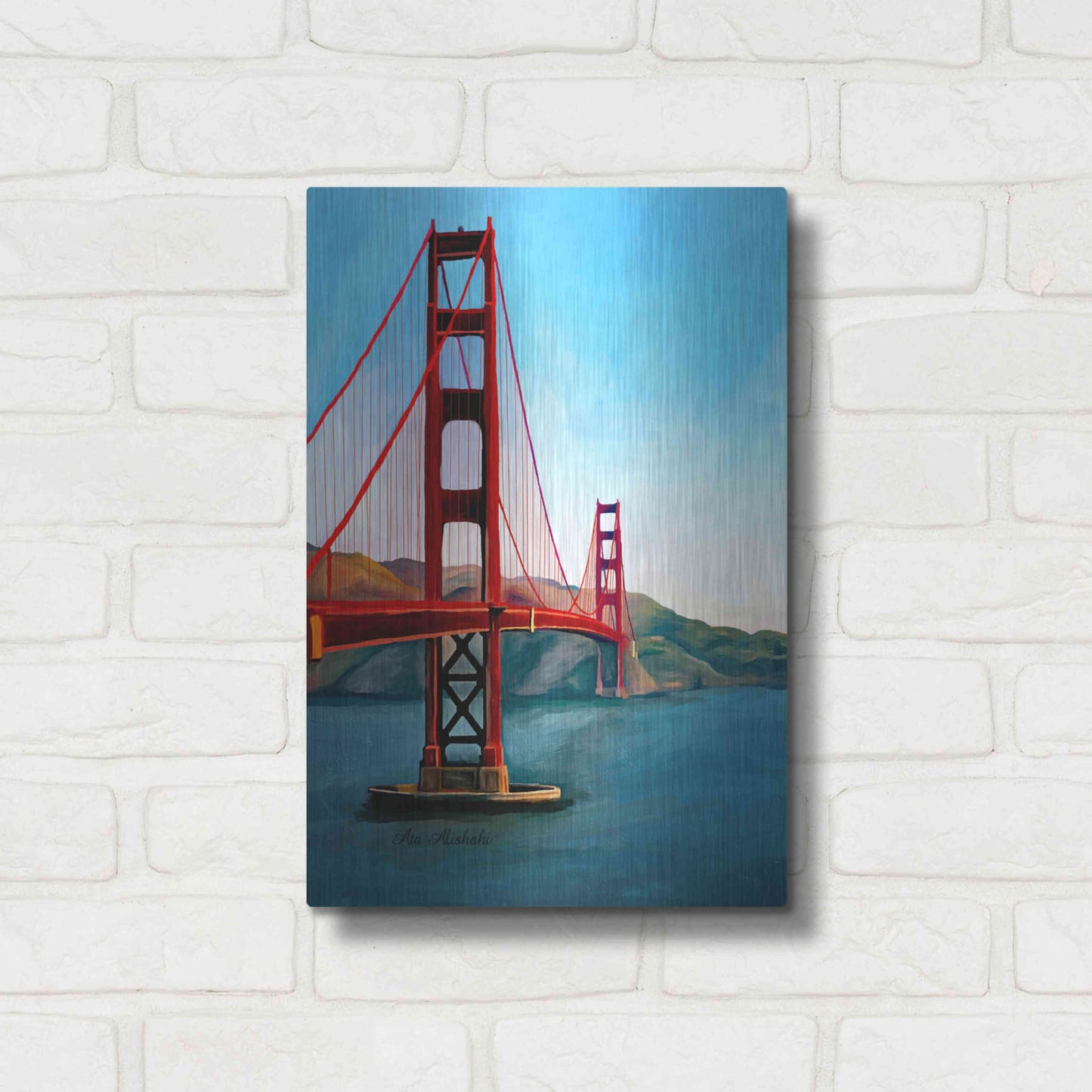 Luxe Metal Art 'Golden Gate Bridge' by Ata Alishahi, Metal Wall Art,12x16