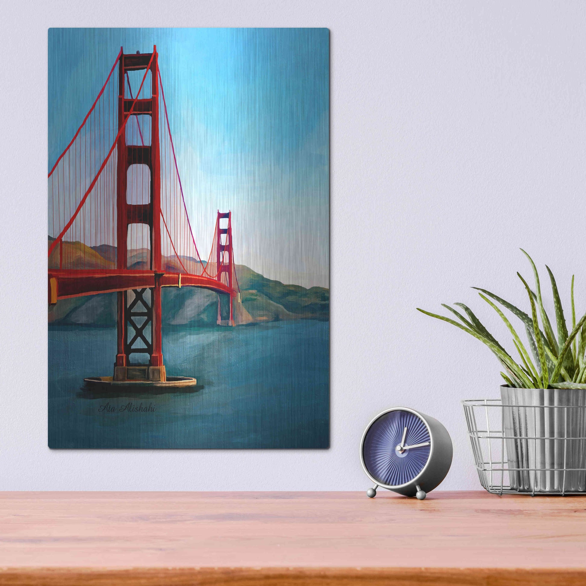 Luxe Metal Art 'Golden Gate Bridge' by Ata Alishahi, Metal Wall Art,12x16