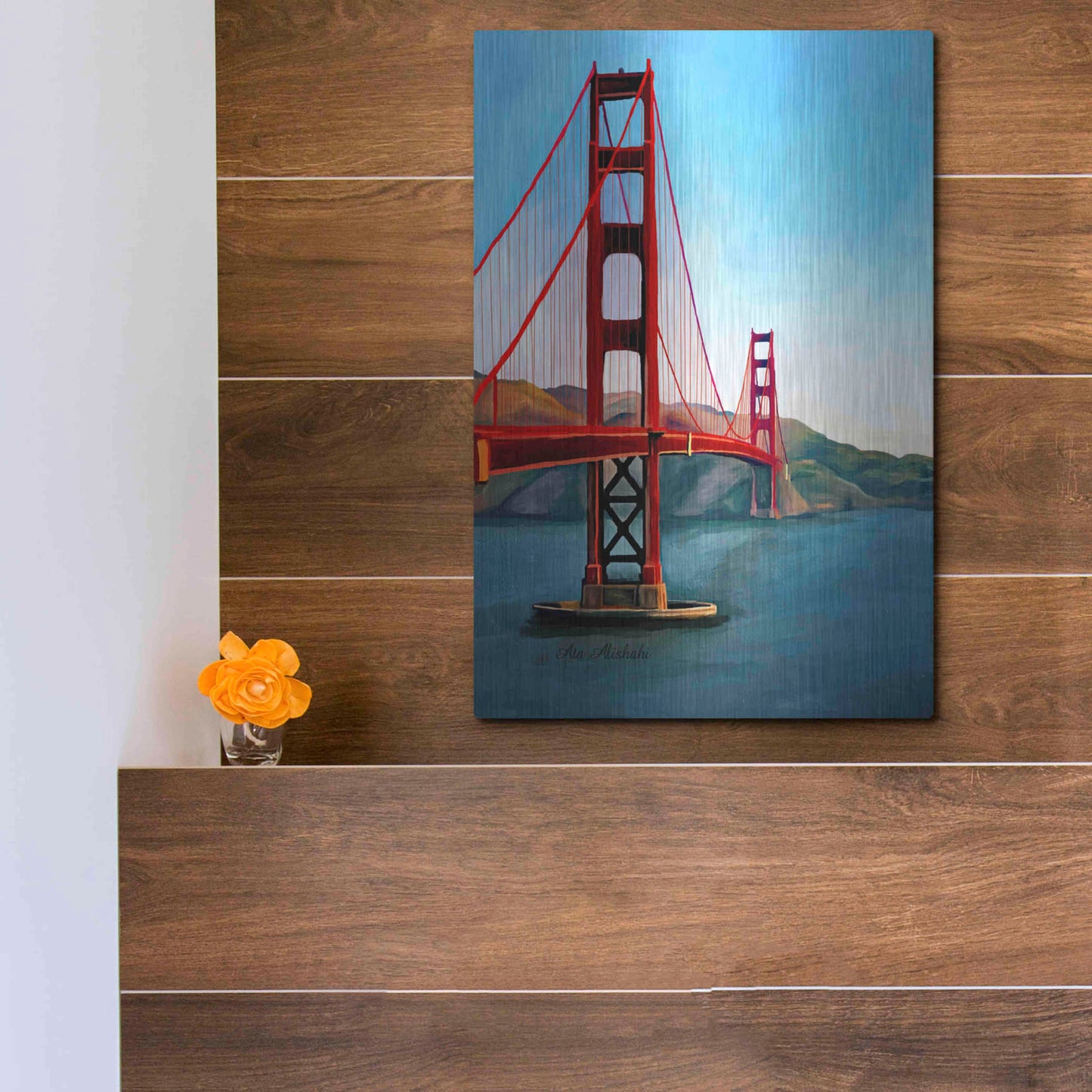 Luxe Metal Art 'Golden Gate Bridge' by Ata Alishahi, Metal Wall Art,12x16