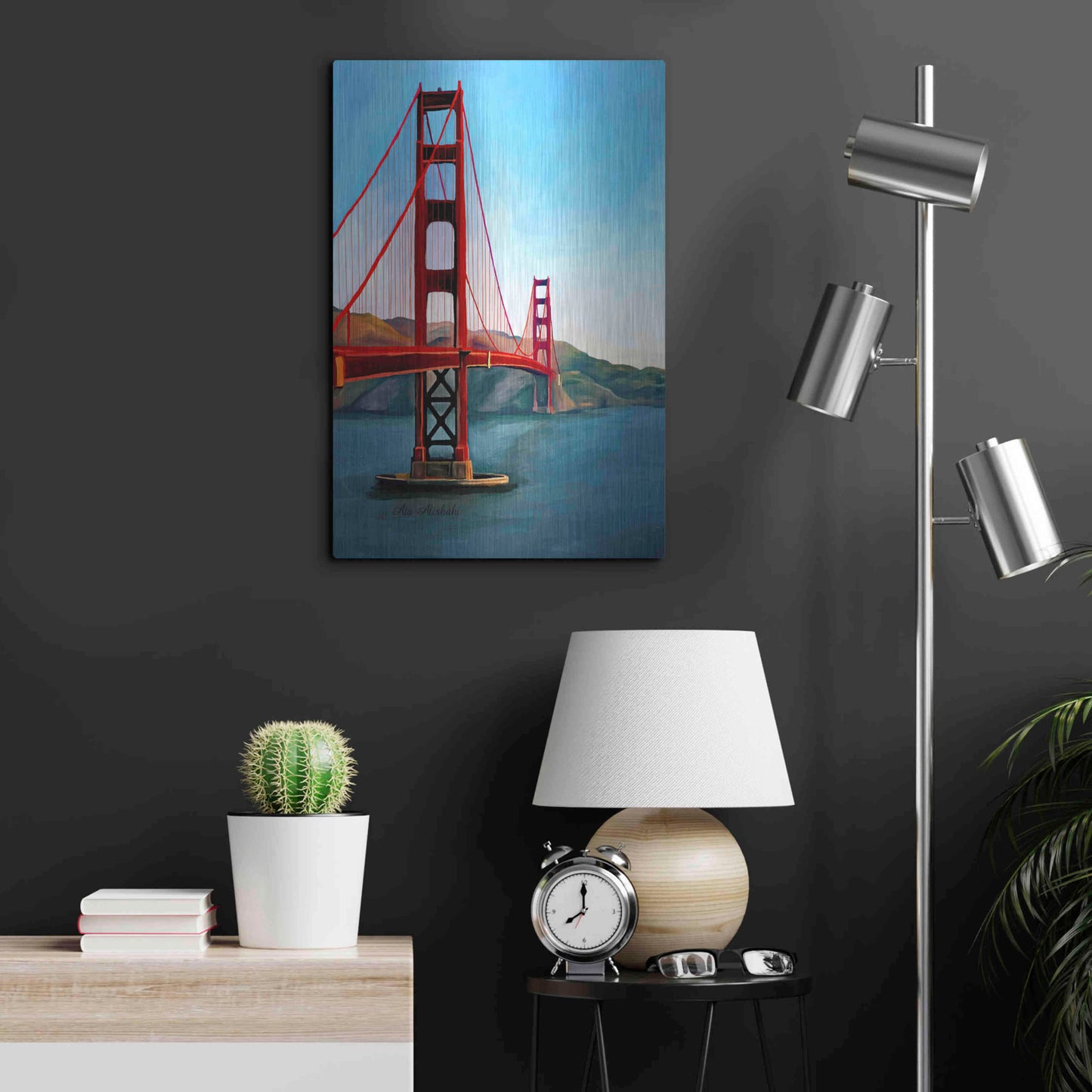 Luxe Metal Art 'Golden Gate Bridge' by Ata Alishahi, Metal Wall Art,16x24