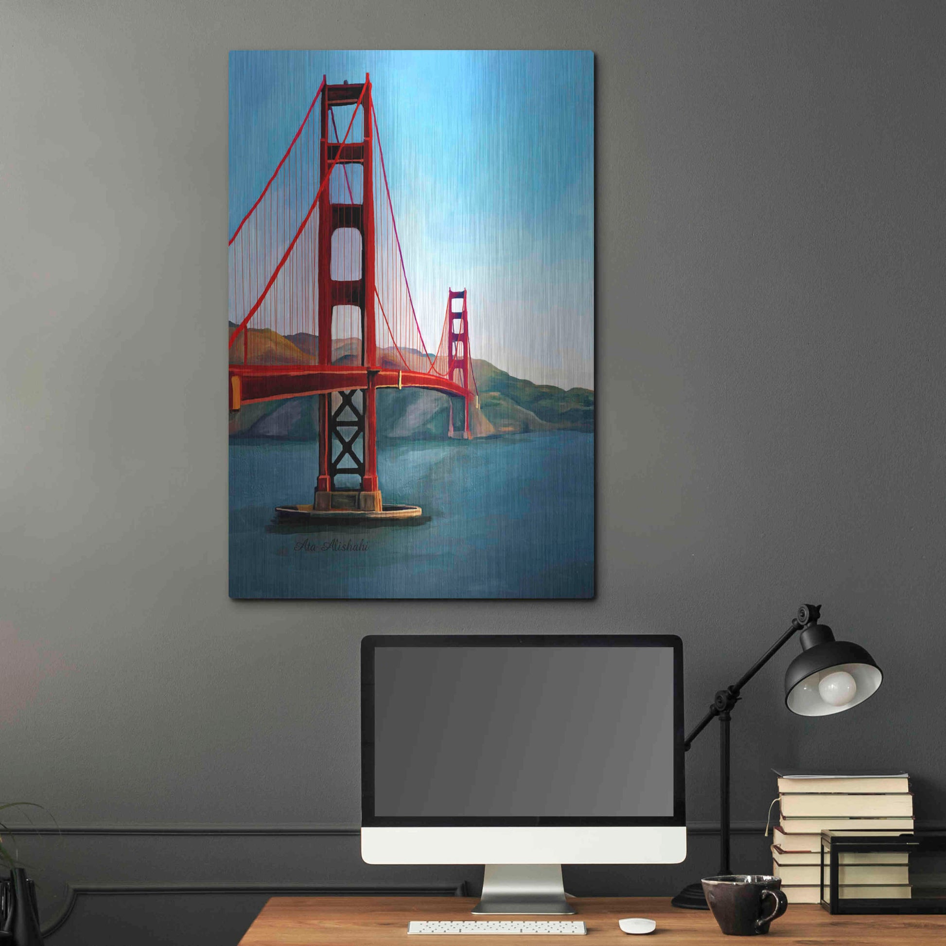 Luxe Metal Art 'Golden Gate Bridge' by Ata Alishahi, Metal Wall Art,24x36