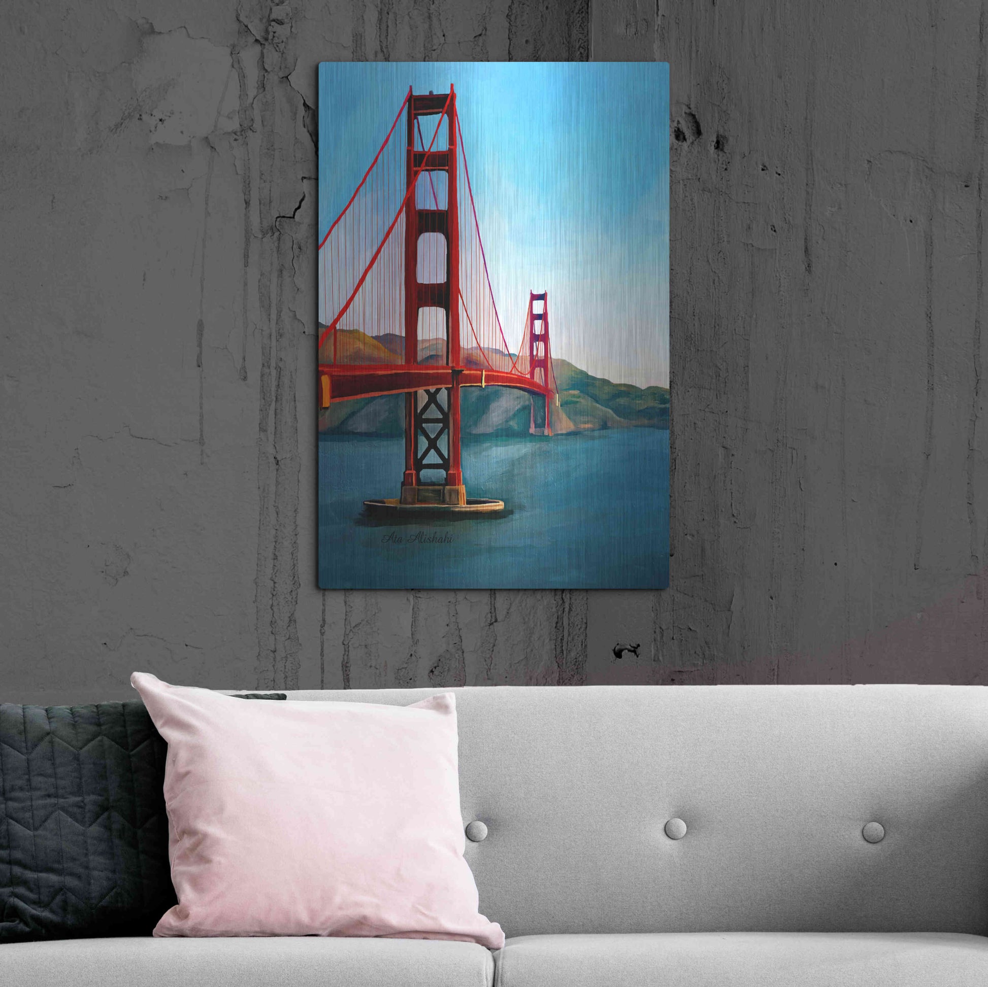 Luxe Metal Art 'Golden Gate Bridge' by Ata Alishahi, Metal Wall Art,24x36