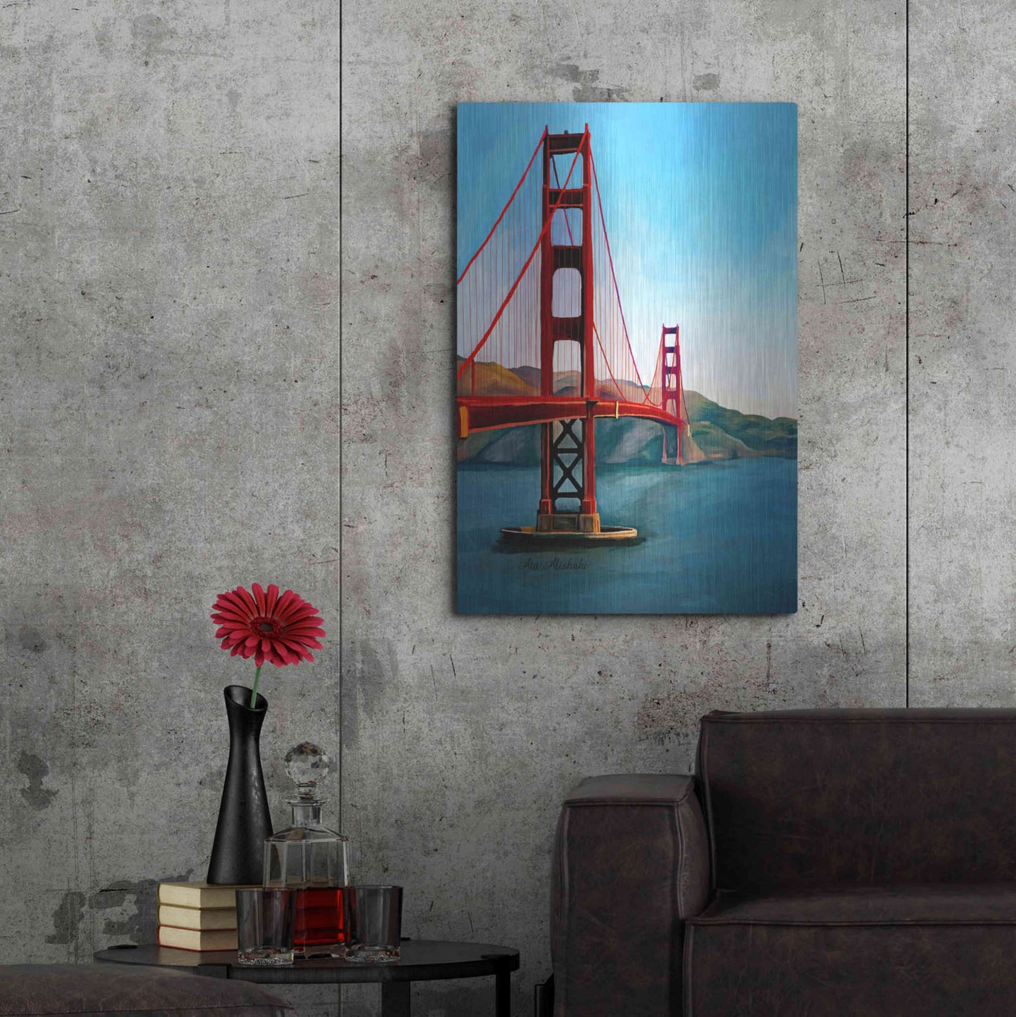 Luxe Metal Art 'Golden Gate Bridge' by Ata Alishahi, Metal Wall Art,24x36