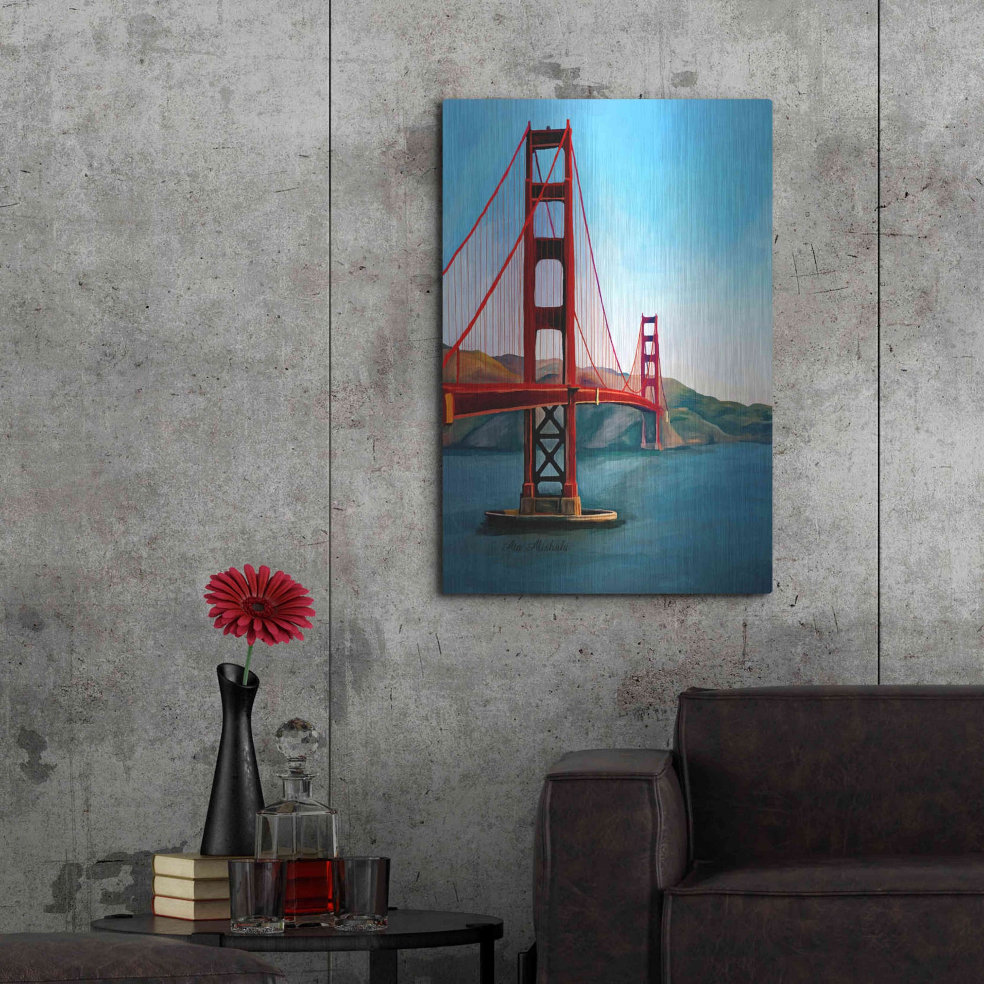 Luxe Metal Art 'Golden Gate Bridge' by Ata Alishahi, Metal Wall Art,24x36