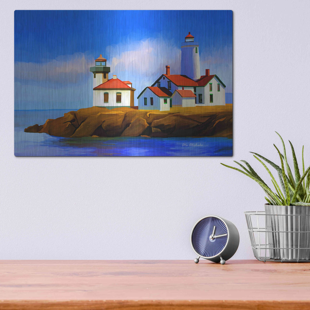 Luxe Metal Art 'Light House' by Ata Alishahi, Metal Wall Art,16x12