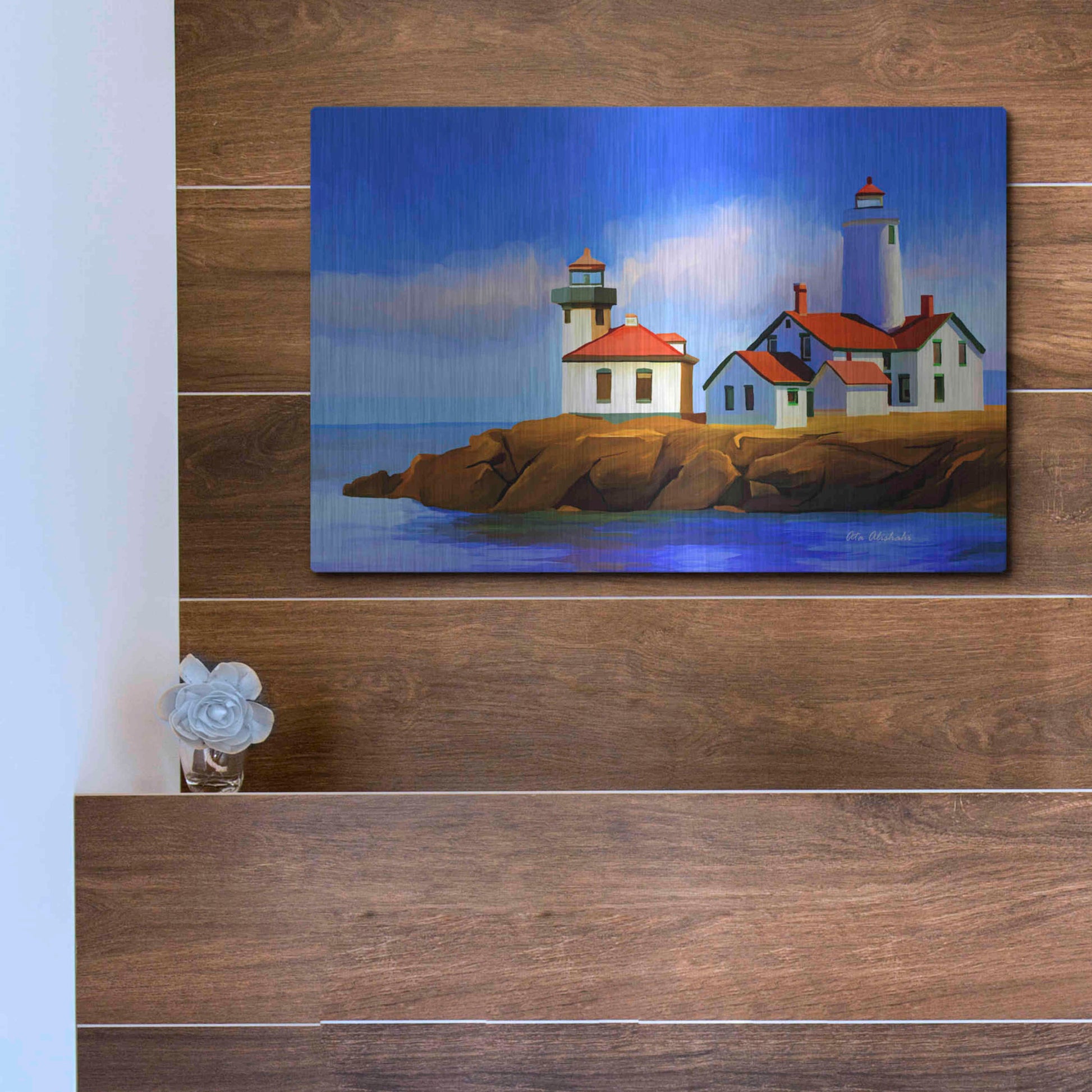 Luxe Metal Art 'Light House' by Ata Alishahi, Metal Wall Art,16x12