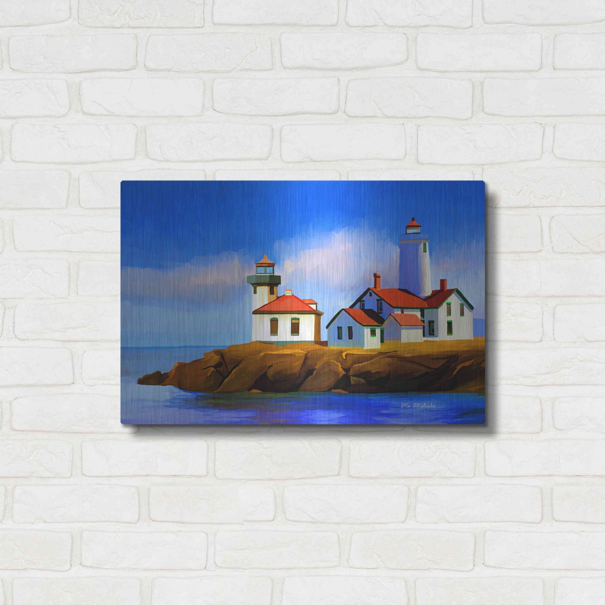 Luxe Metal Art 'Light House' by Ata Alishahi, Metal Wall Art,24x16