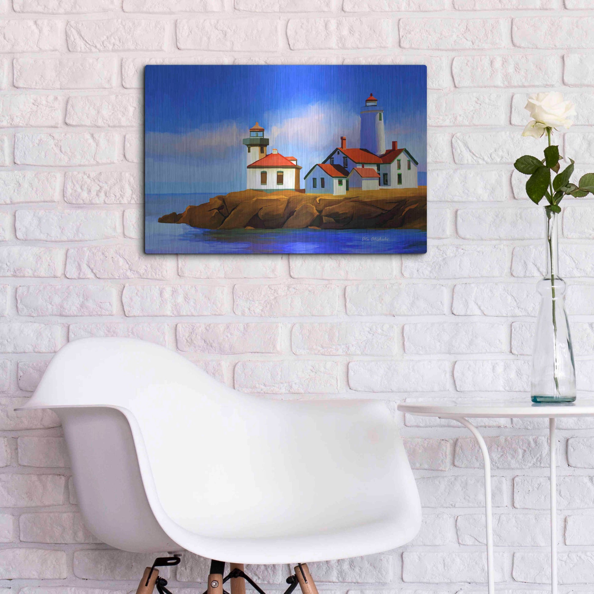 Luxe Metal Art 'Light House' by Ata Alishahi, Metal Wall Art,24x16