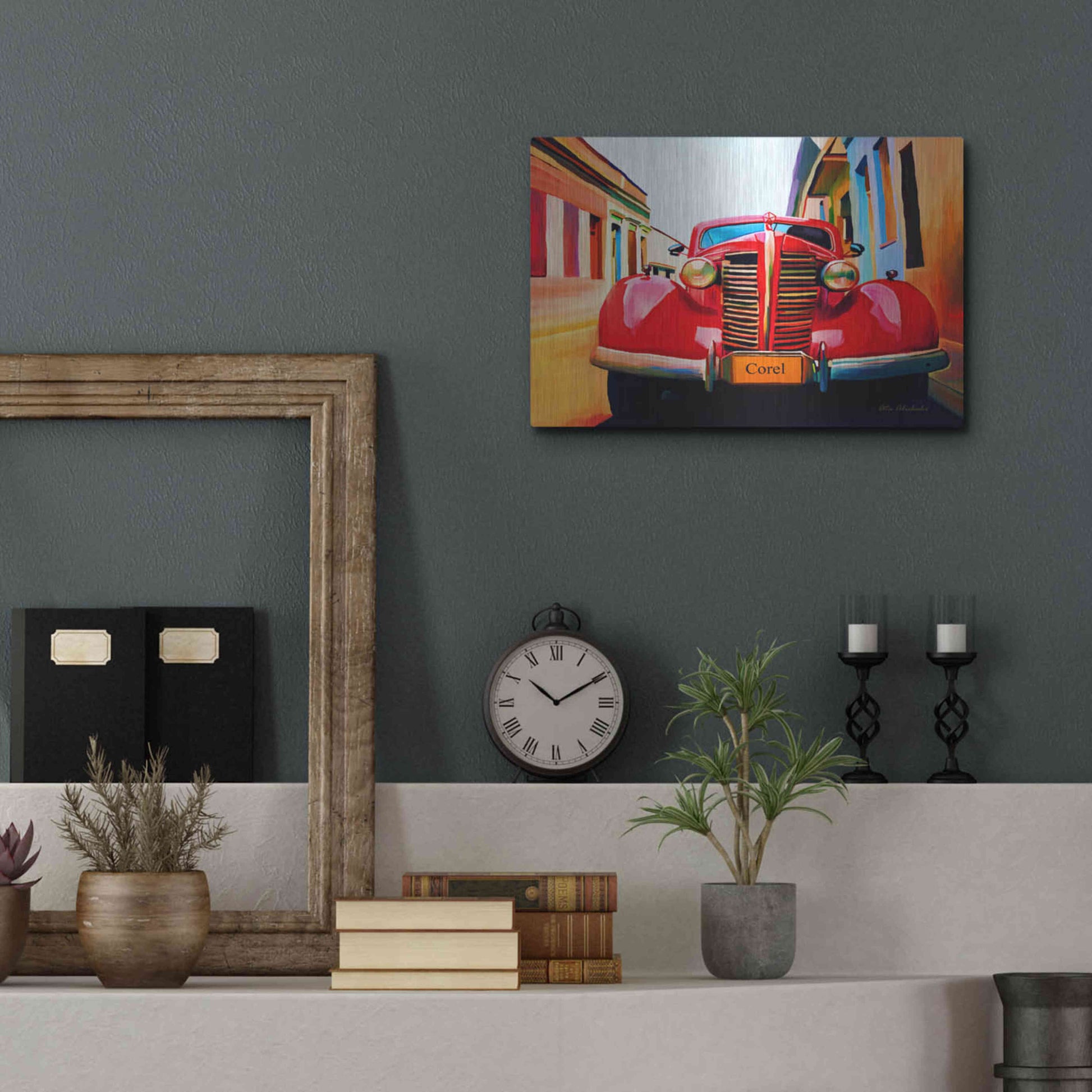 Luxe Metal Art 'Red Car' by Ata Alishahi, Metal Wall Art,16x12