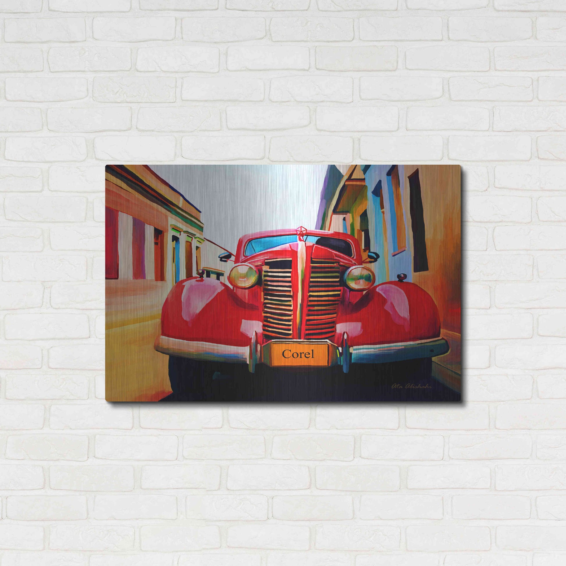 Luxe Metal Art 'Red Car' by Ata Alishahi, Metal Wall Art,36x24