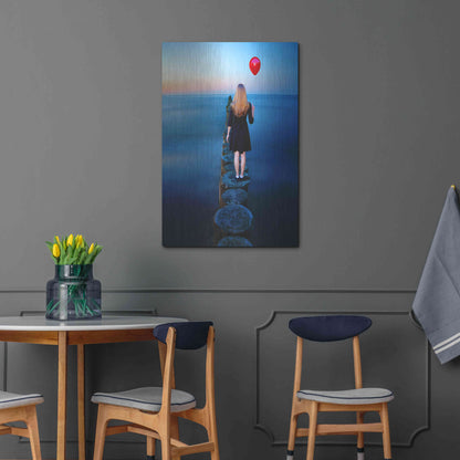 Luxe Metal Art 'A Girl And Red Balloon' by Ata Alishahi, Metal Wall Art,24x36